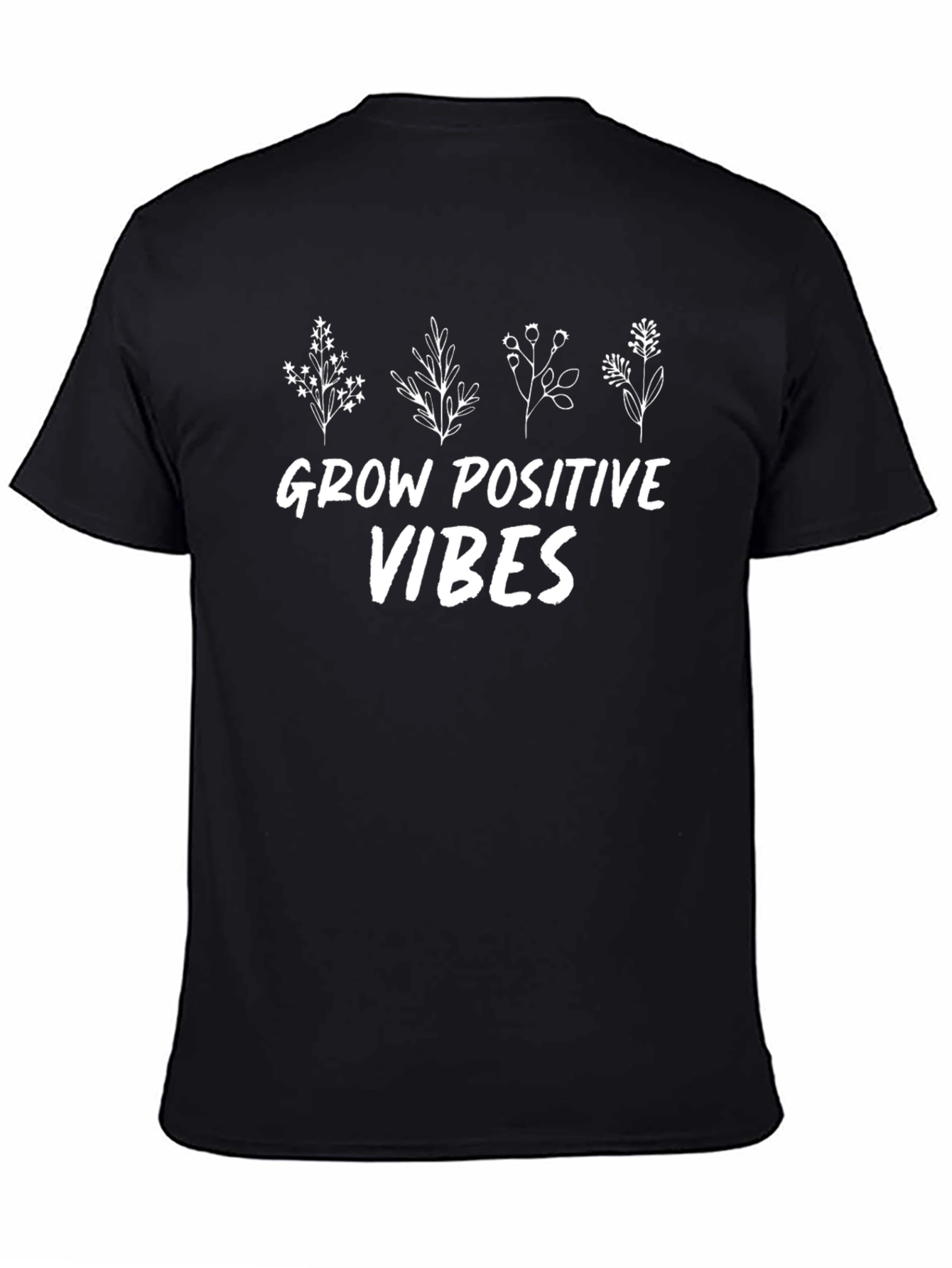 Grow Positive Vibes Black Graphic T-Shirt
