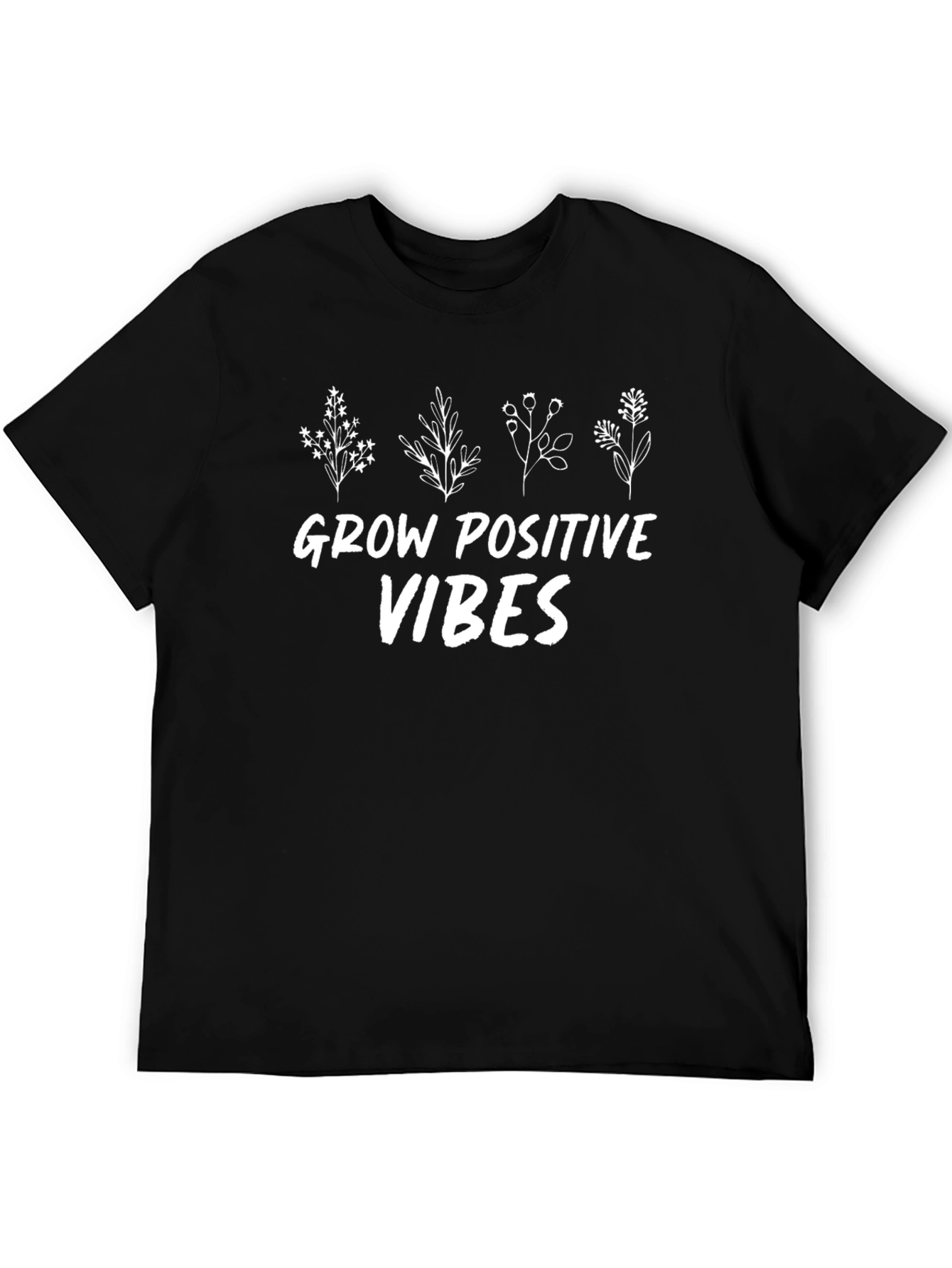 Grow Positive Vibes Black Graphic T-Shirt