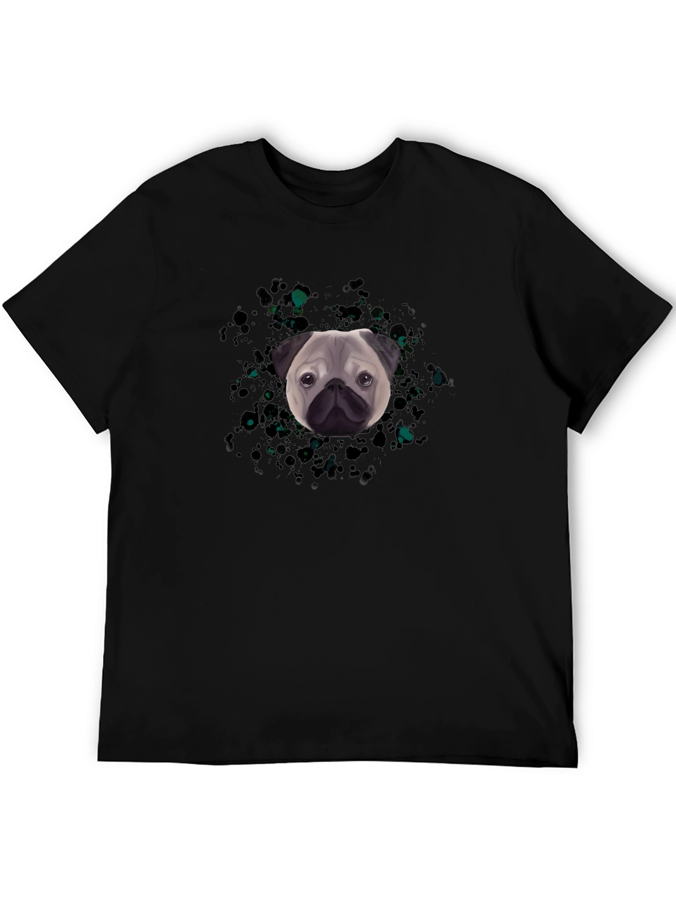 Pug Head Graphic Black T-Shirt