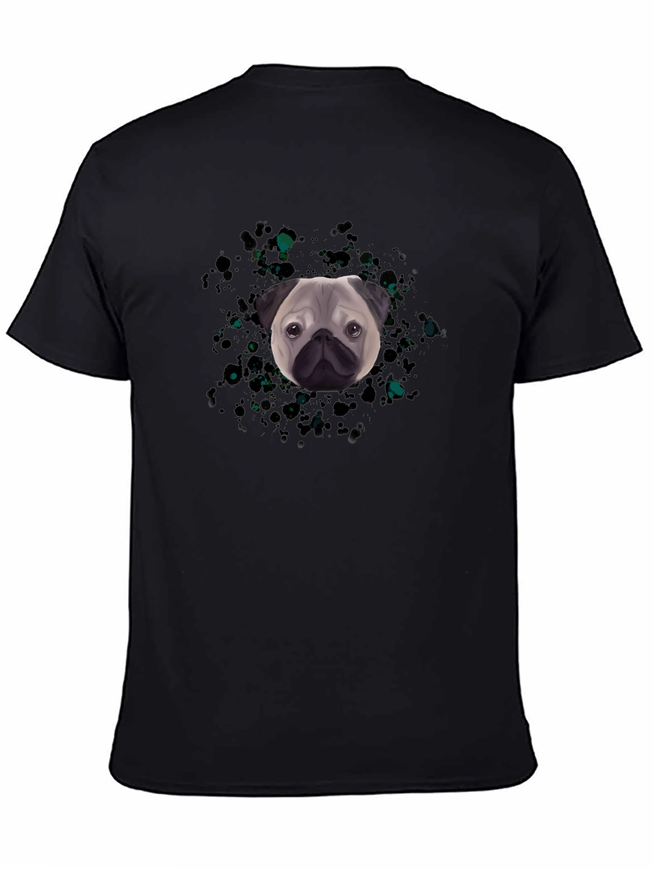 Pug Head Graphic Black T-Shirt