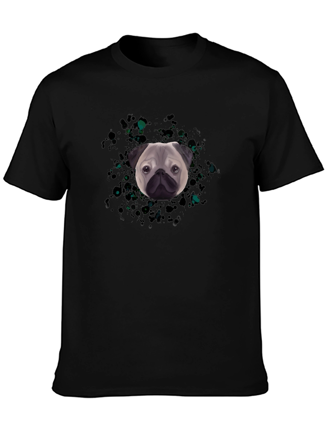 Pug Head Graphic Black T-Shirt