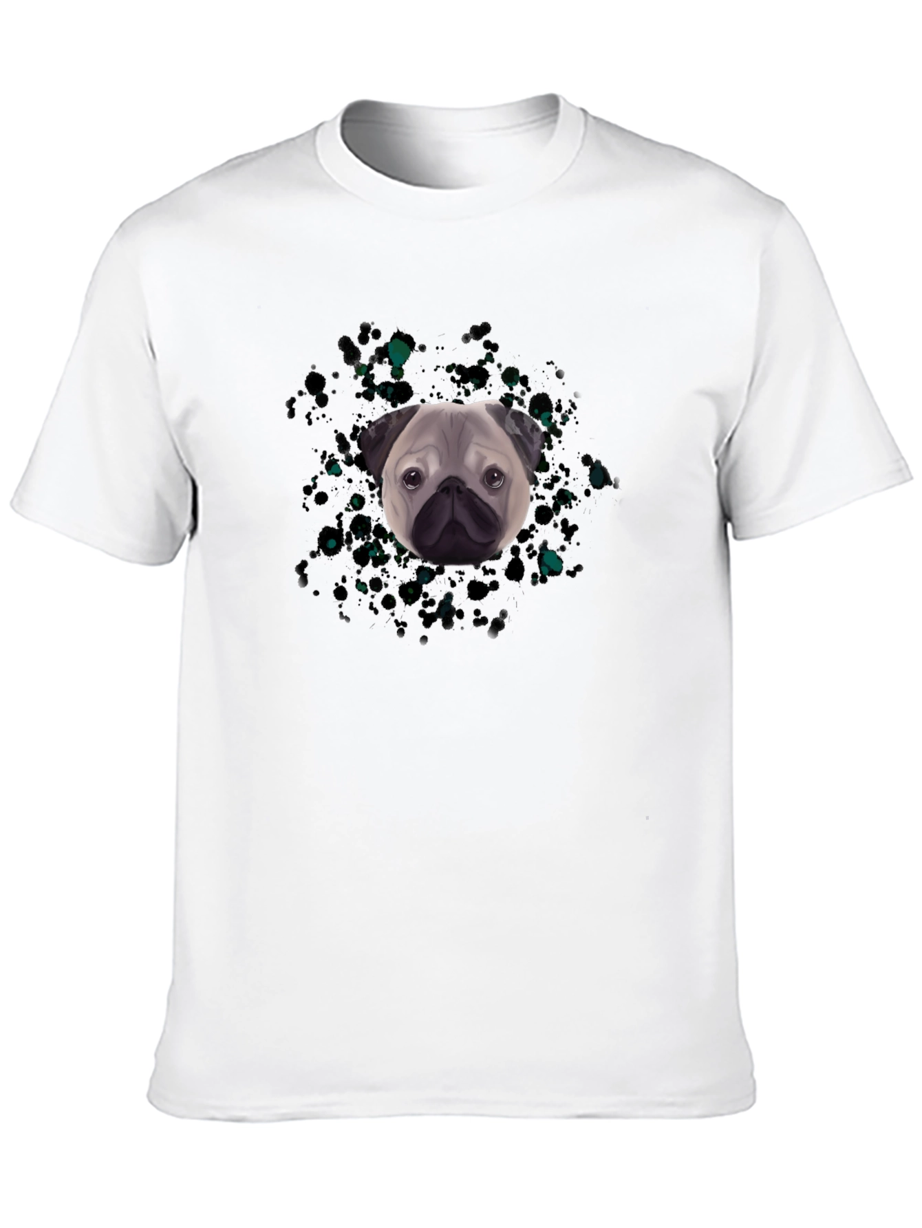 Pug Head Graphic Black T-Shirt