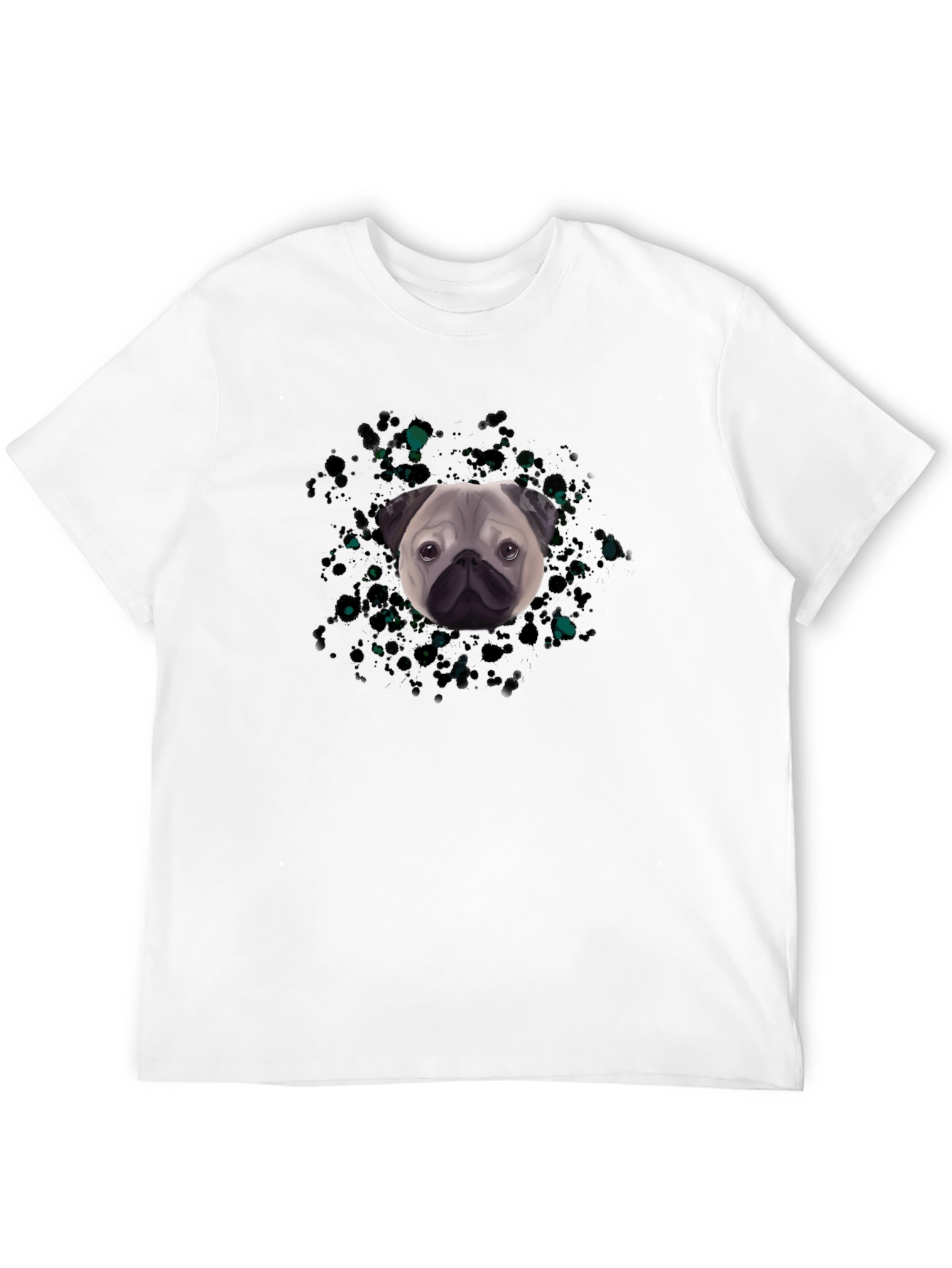 Pug Head Graphic Black T-Shirt