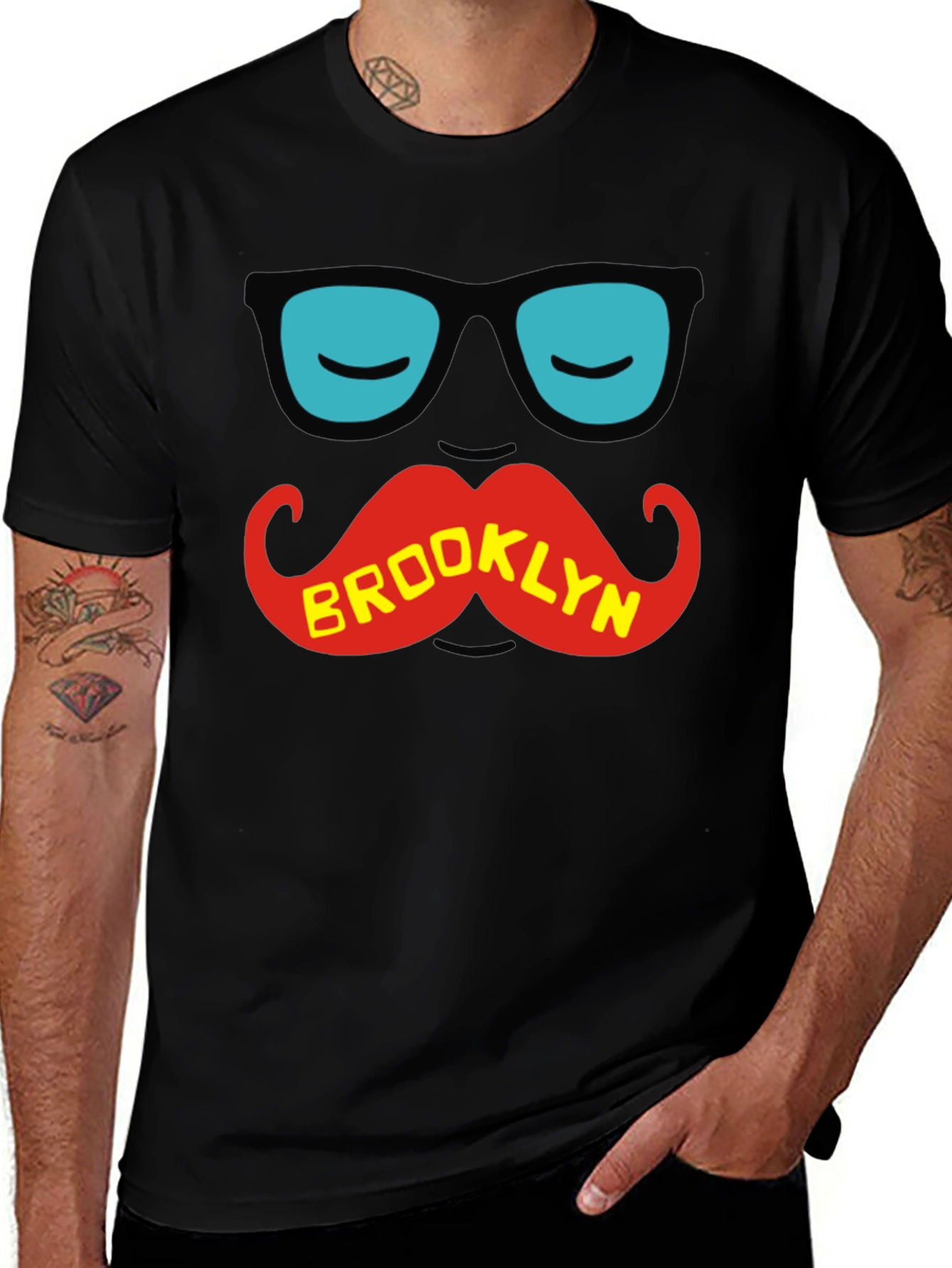 Brooklyn Mustache T-Shirt - Cool Graphic Tee