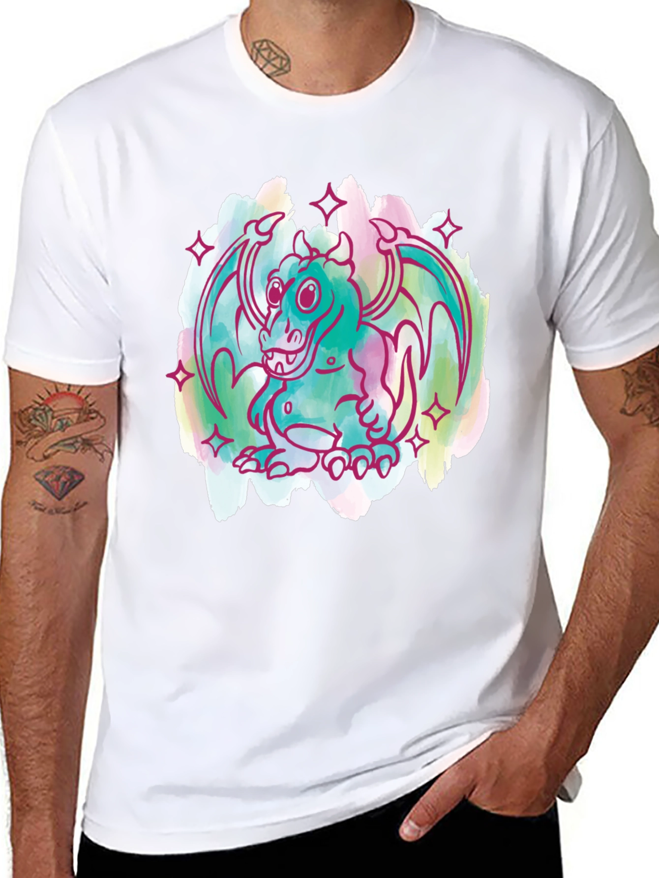 Dragon Graphic Tee - Whimsical Cartoon Style