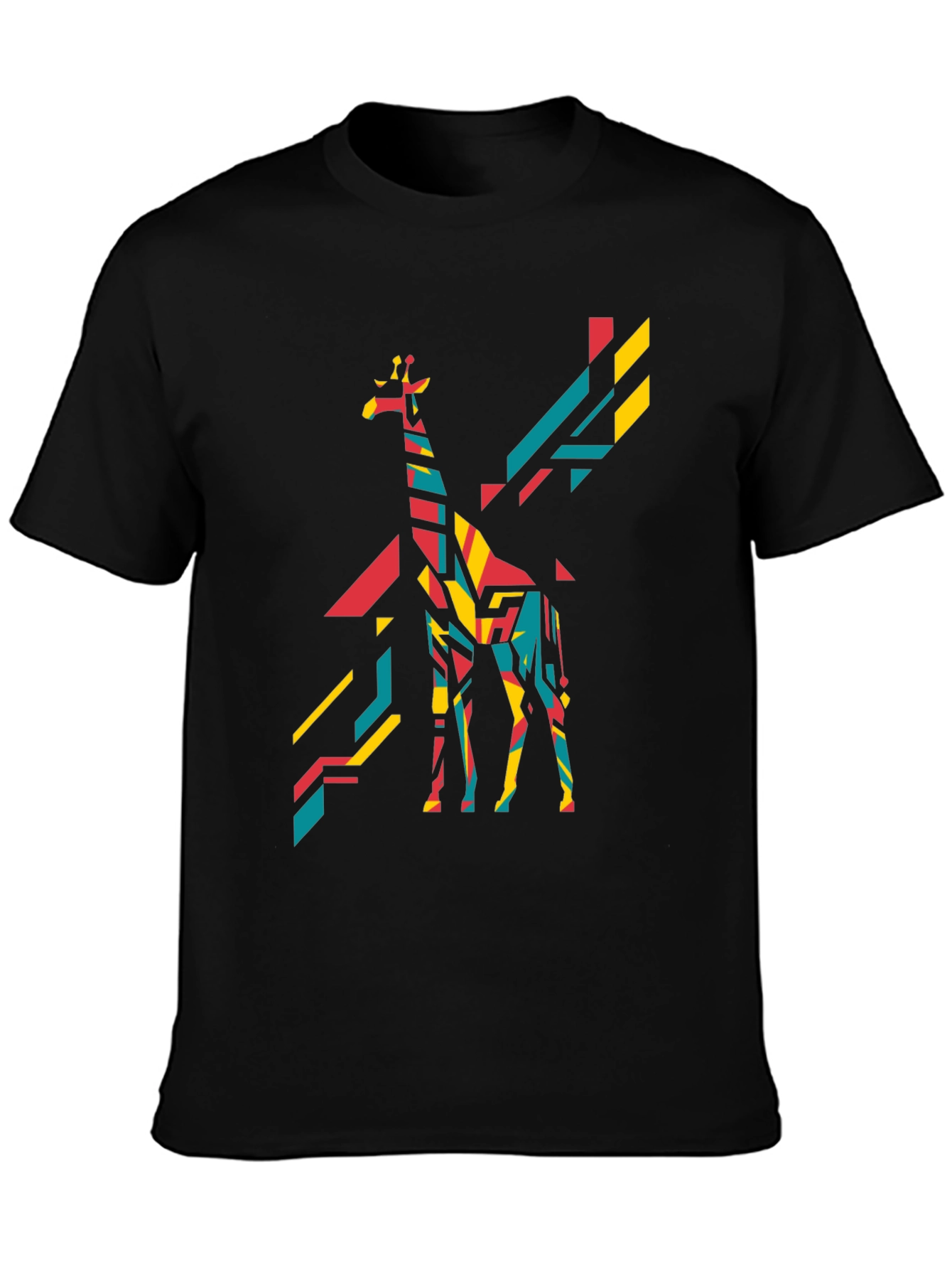 Geometric Giraffe Graphic Tee - Bold Black
