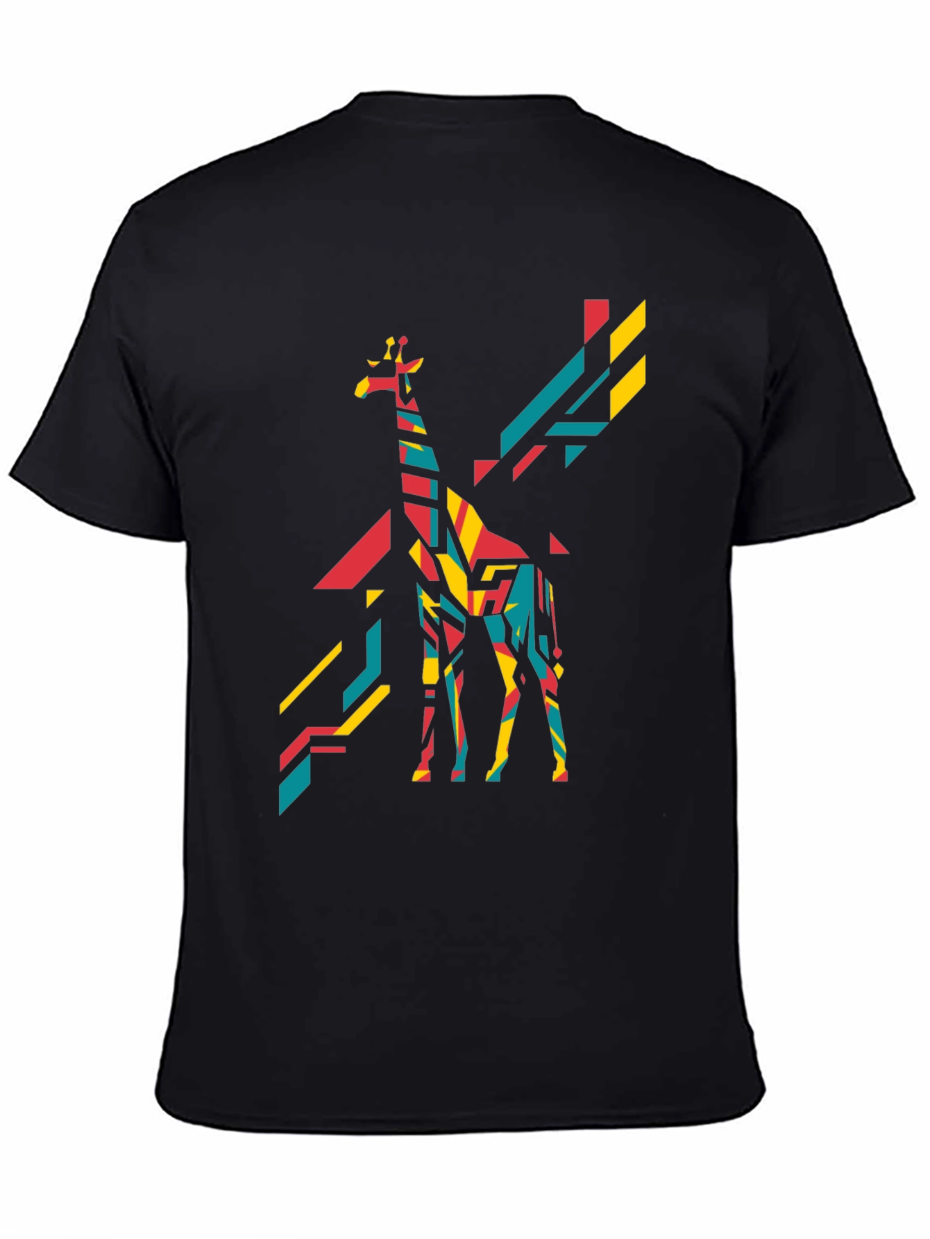 Geometric Giraffe Graphic Tee - Bold Black