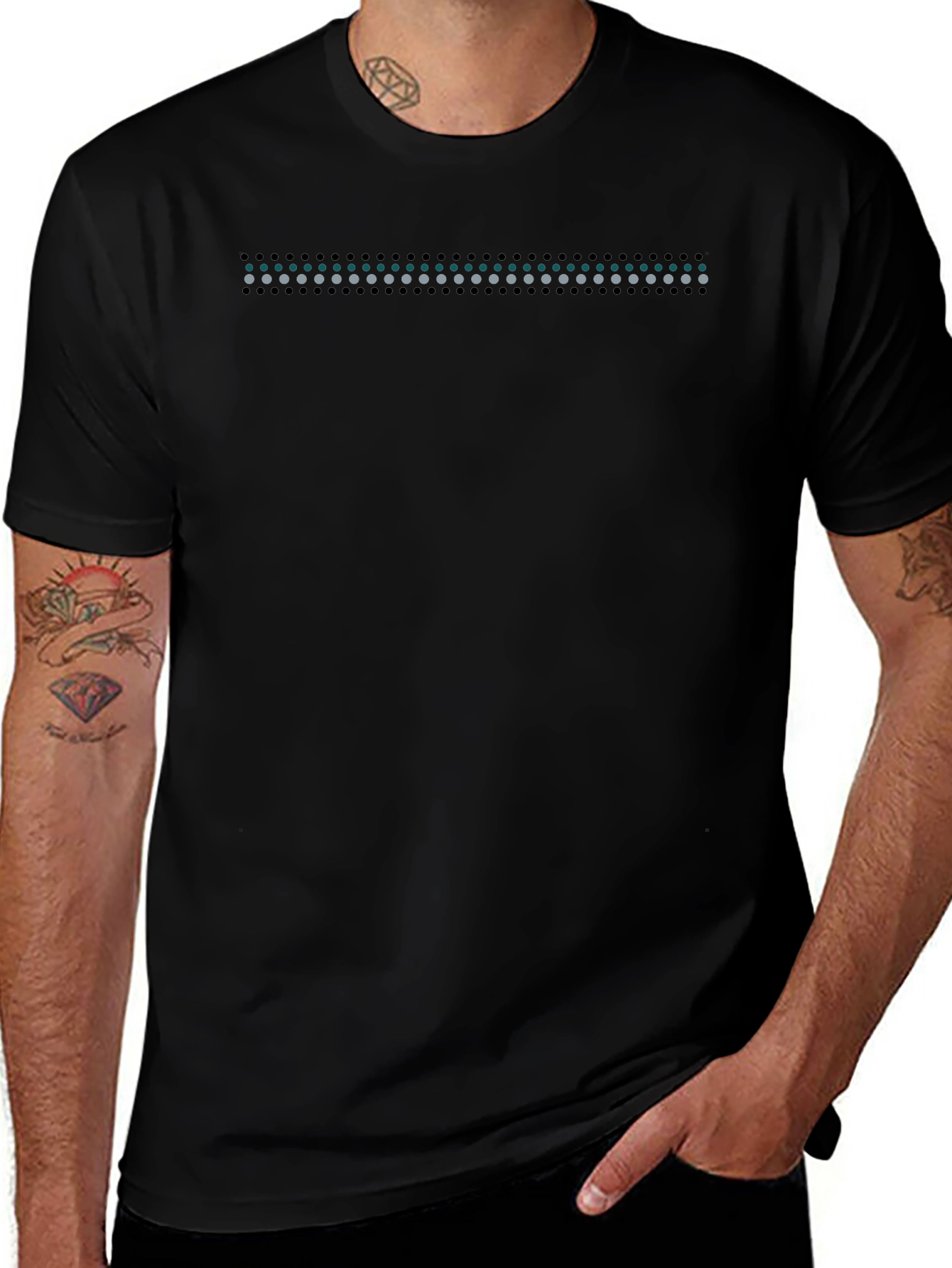 Modern Black T-Shirt with Geometric Dot Design