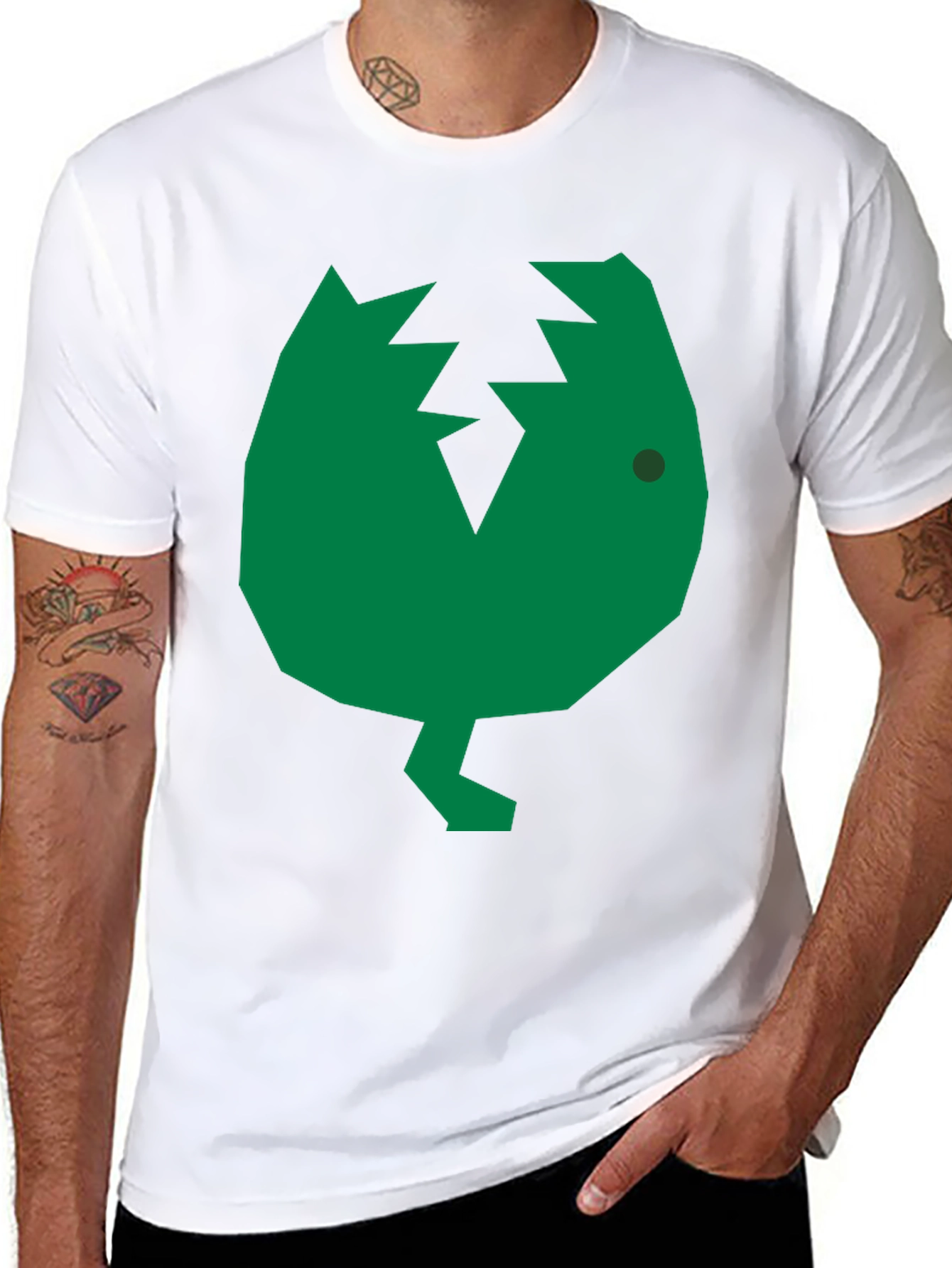 Cracked Egg T-Shirt - Green Geometric Chick Graphic Tee