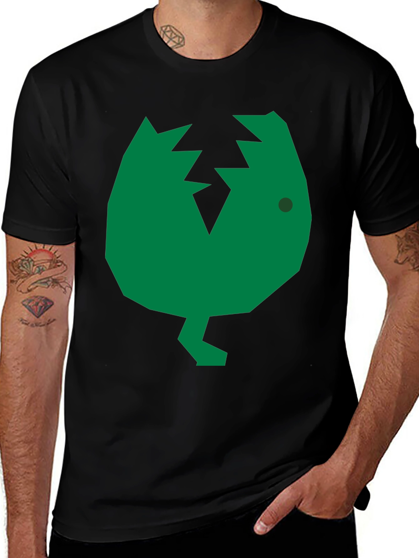Cracked Egg T-Shirt - Green Geometric Chick Graphic Tee
