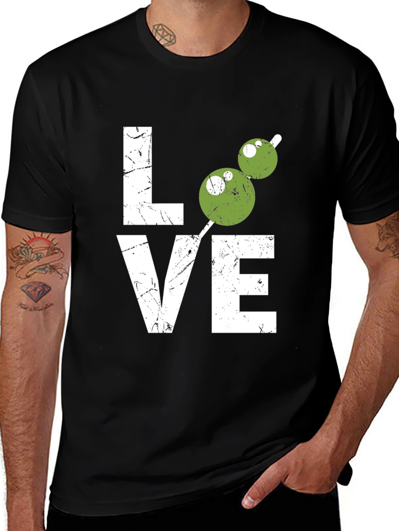 Love Olive Martini Black T-Shirt