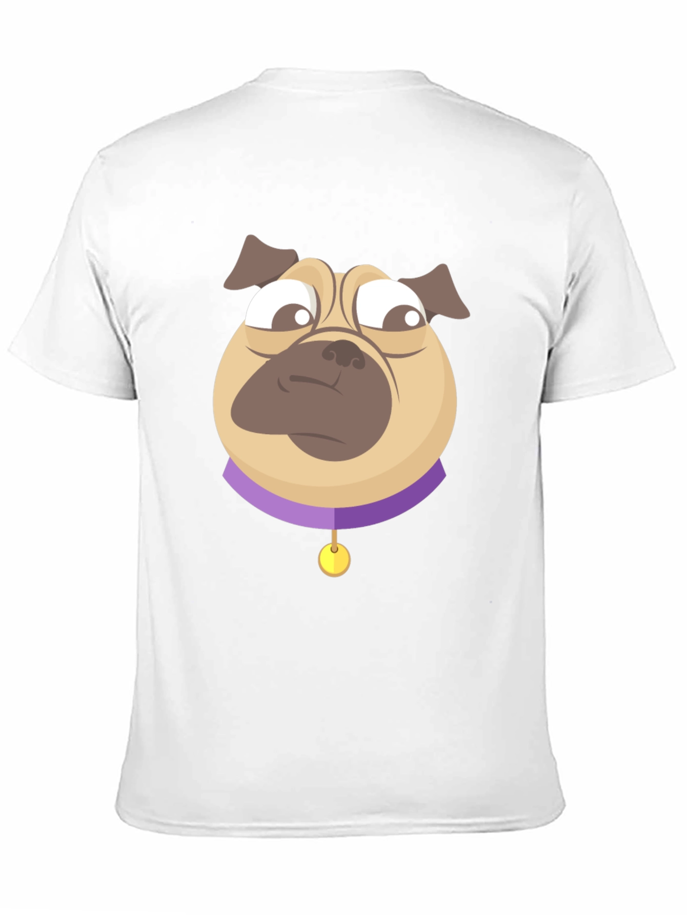Pug Cartoon Graphic T-Shirt - Black Cotton Blend