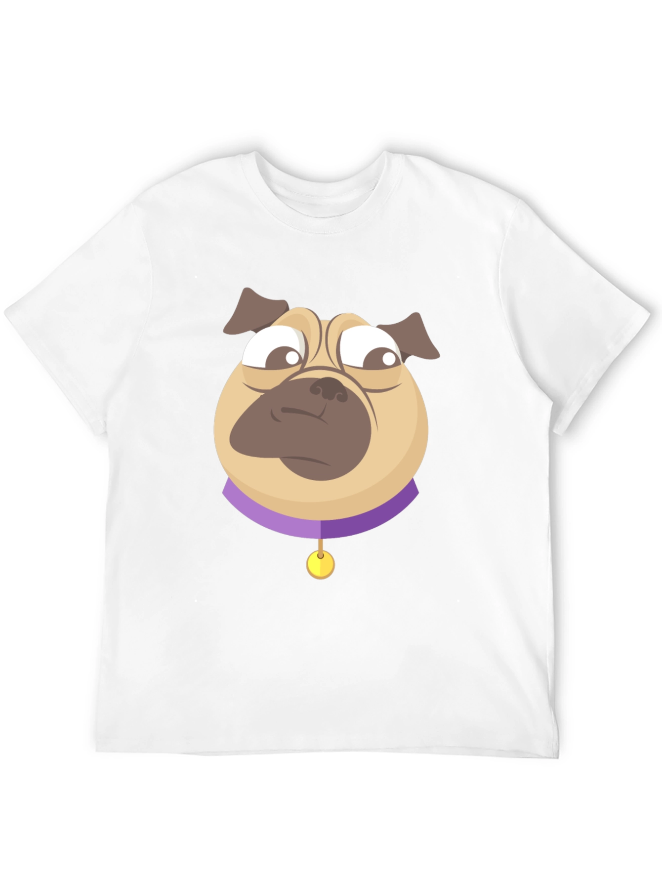 Pug Cartoon Graphic T-Shirt - Black Cotton Blend