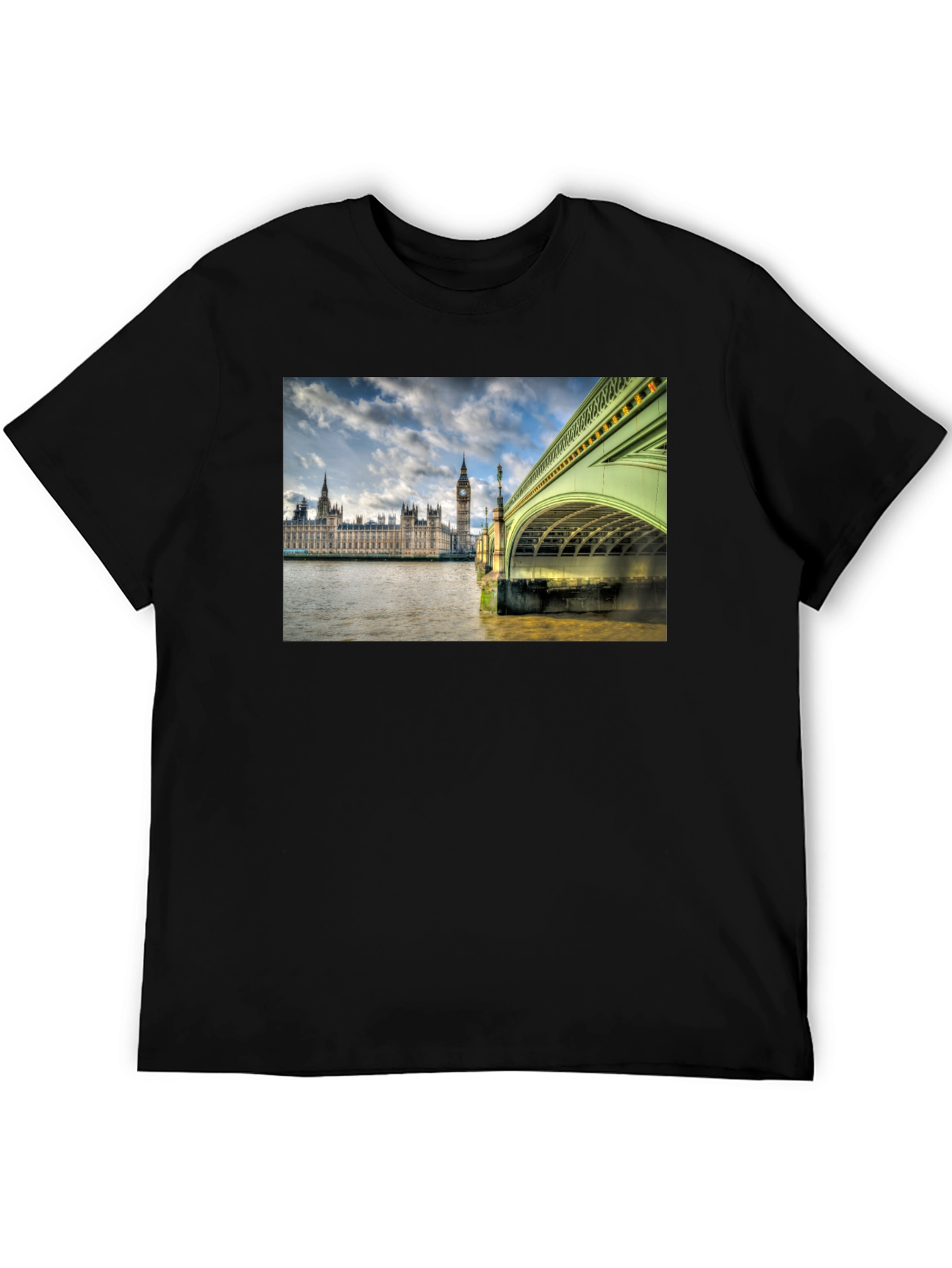 London Bridge Graphic Tee - Black Cotton T-Shirt