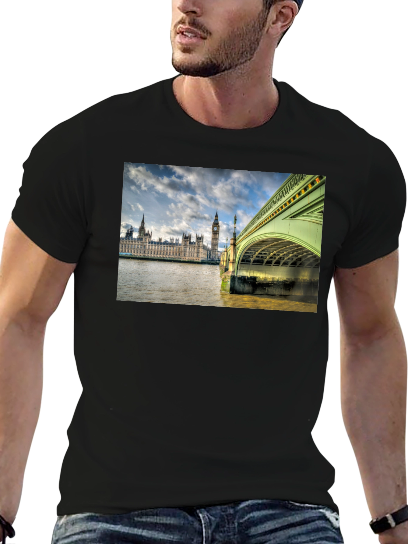 London Bridge Graphic Tee - Black Cotton T-Shirt