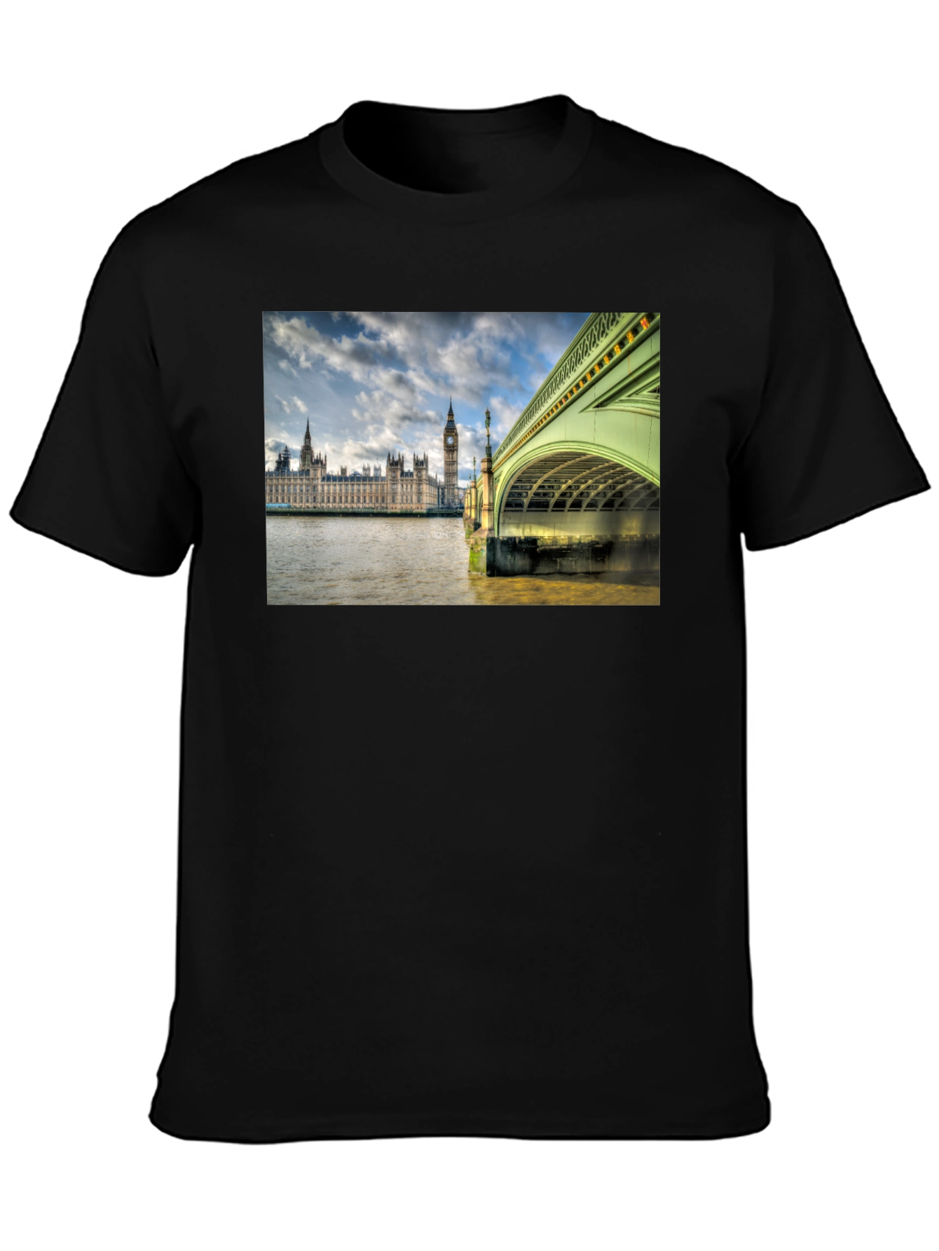 London Bridge Graphic Tee - Black Cotton T-Shirt