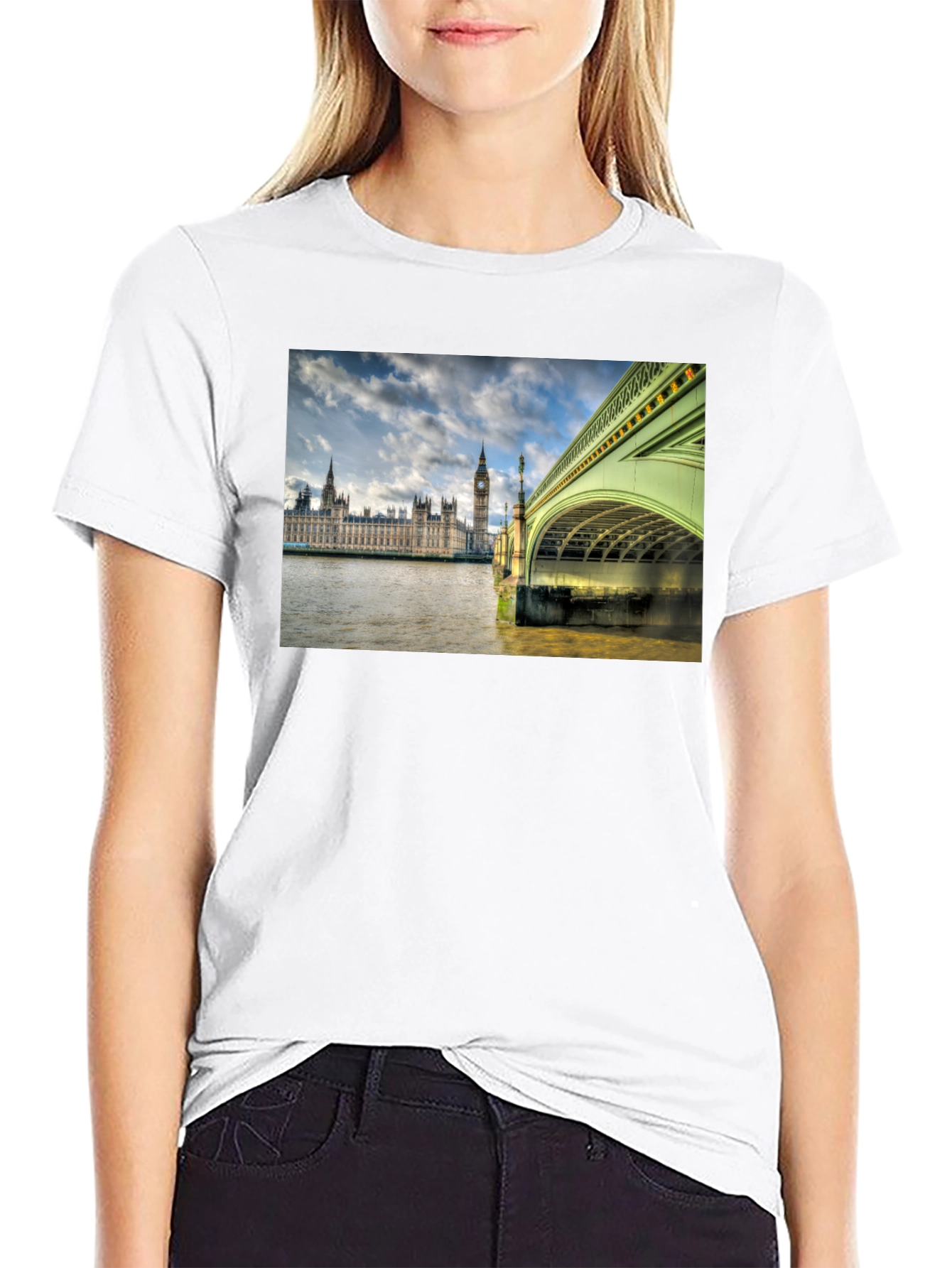 London Bridge Graphic Tee - Black Cotton T-Shirt