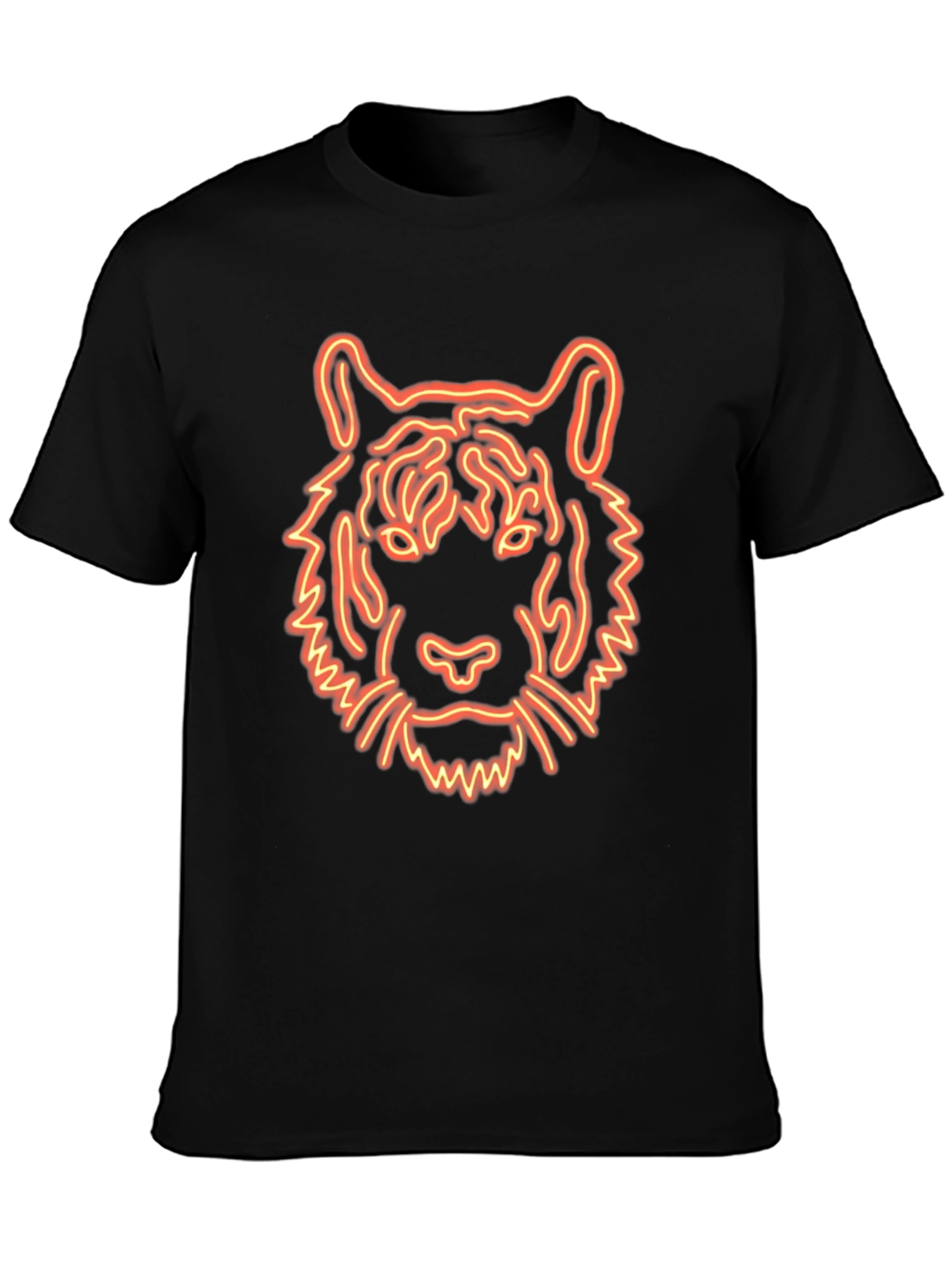 Neon Tiger Graphic Tee - Black Cotton T-Shirt