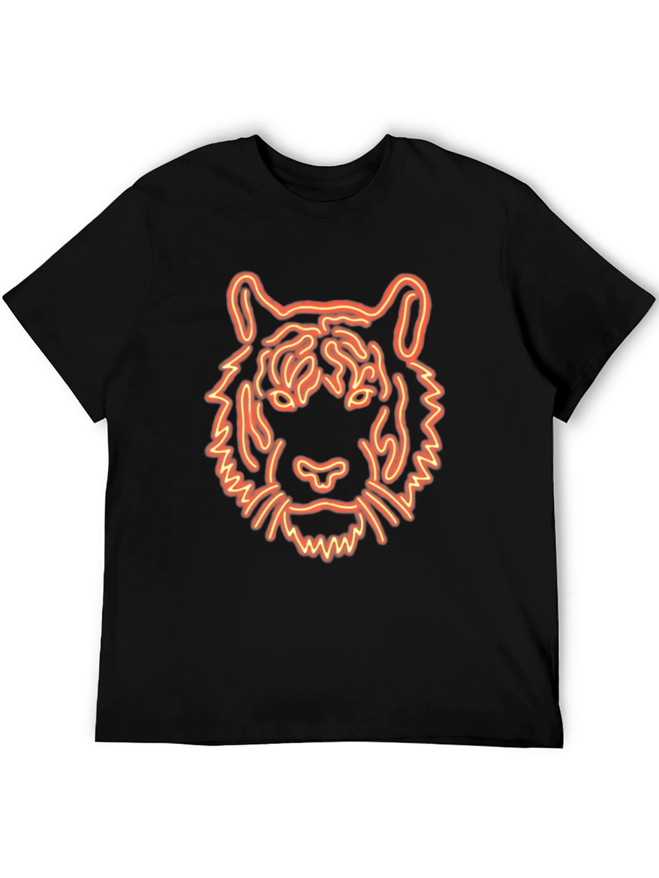 Neon Tiger Graphic Tee - Black Cotton T-Shirt