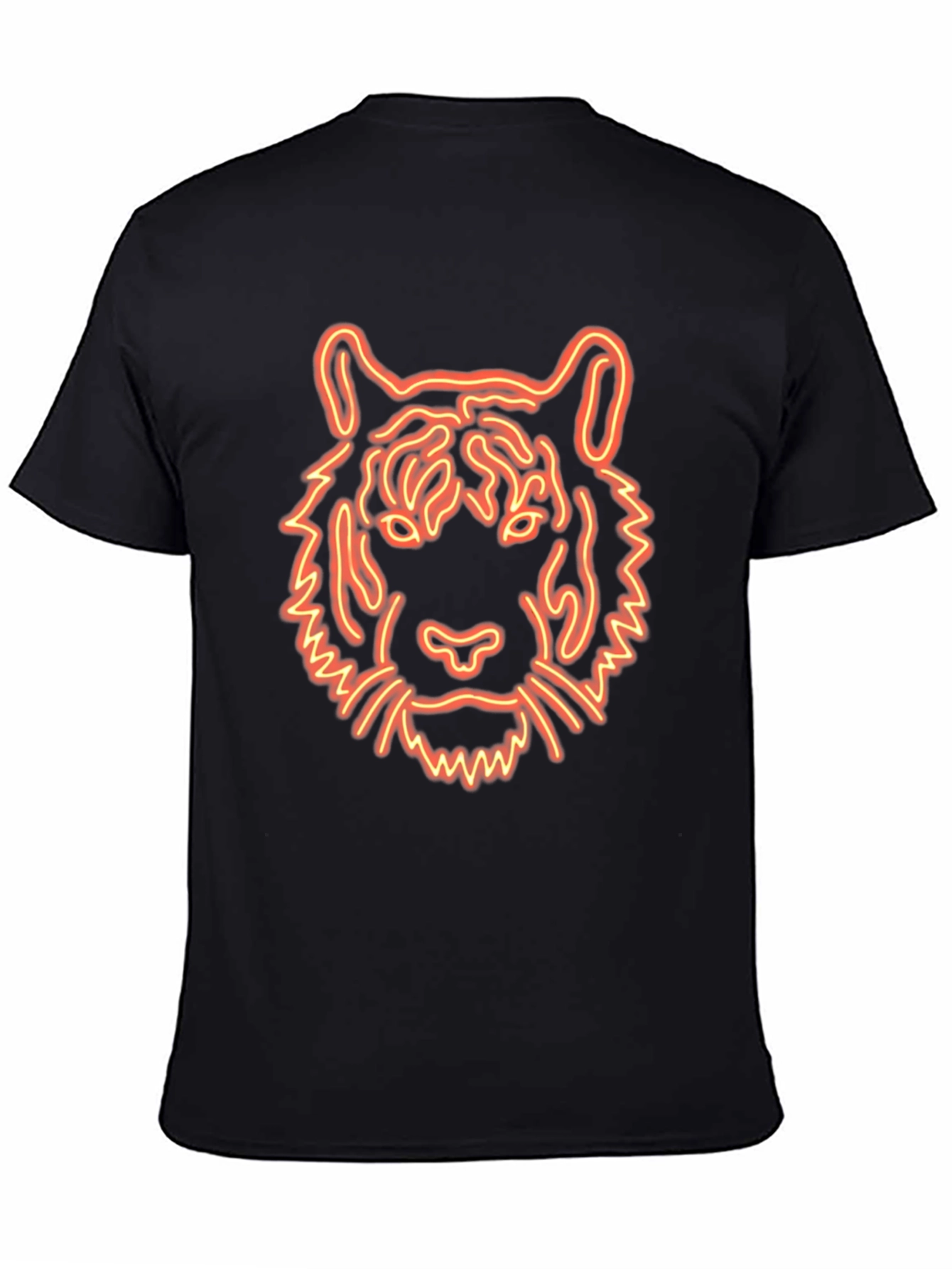 Neon Tiger Graphic Tee - Black Cotton T-Shirt