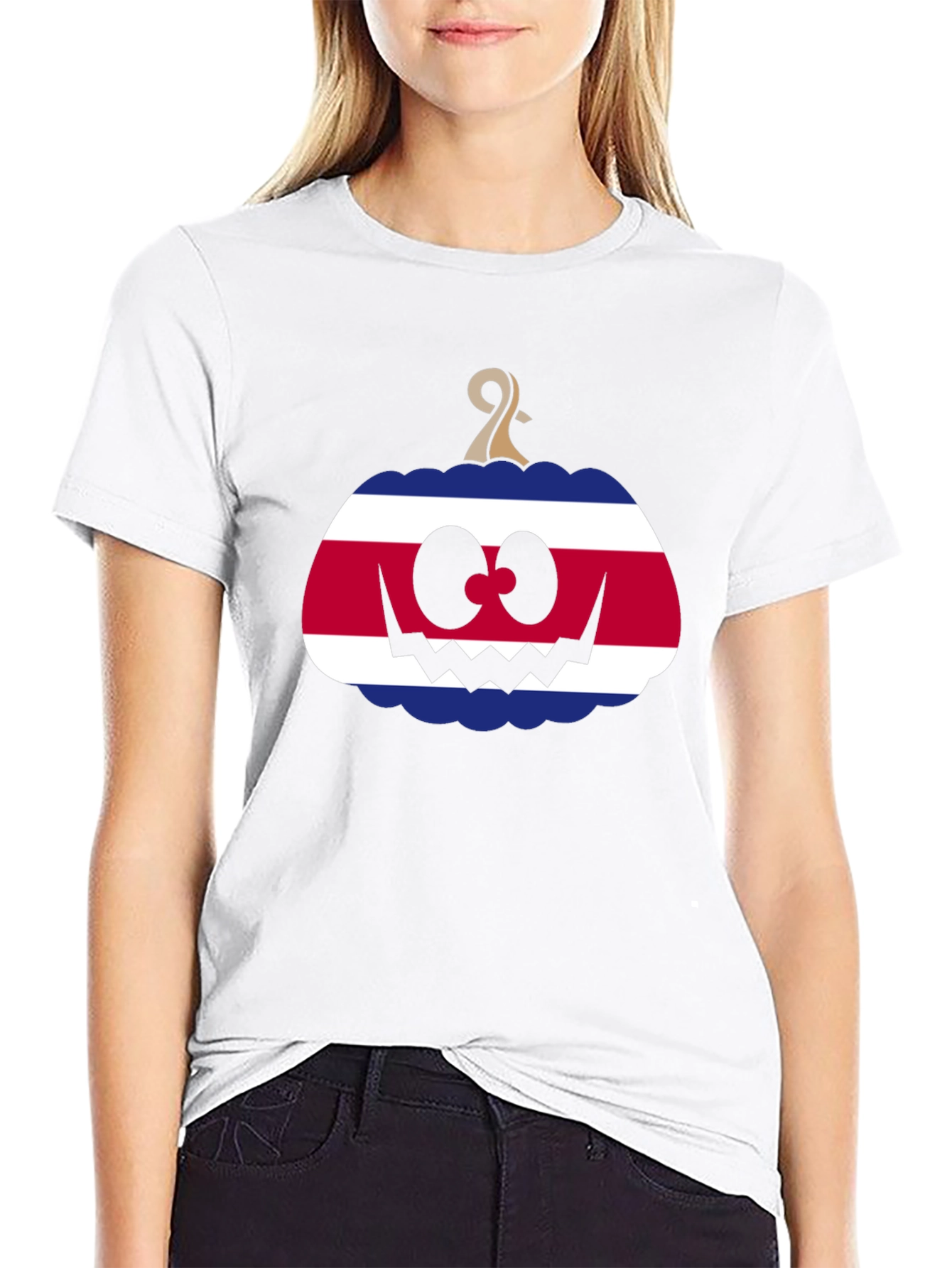 Costa Rica Flag Pumpkin Halloween T-Shirt
