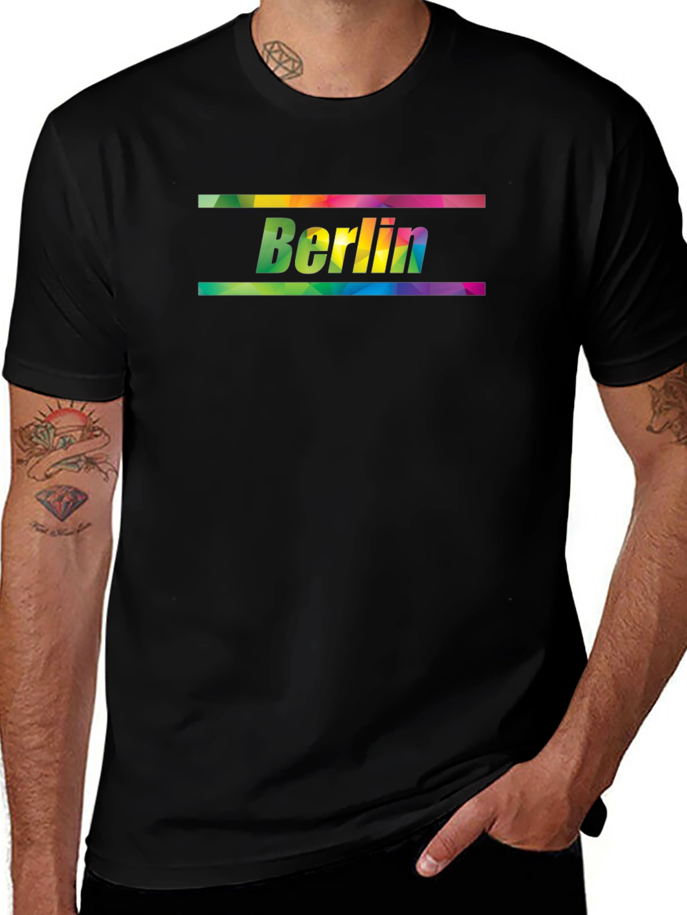 Berlin Rainbow Graphic Black T-Shirt