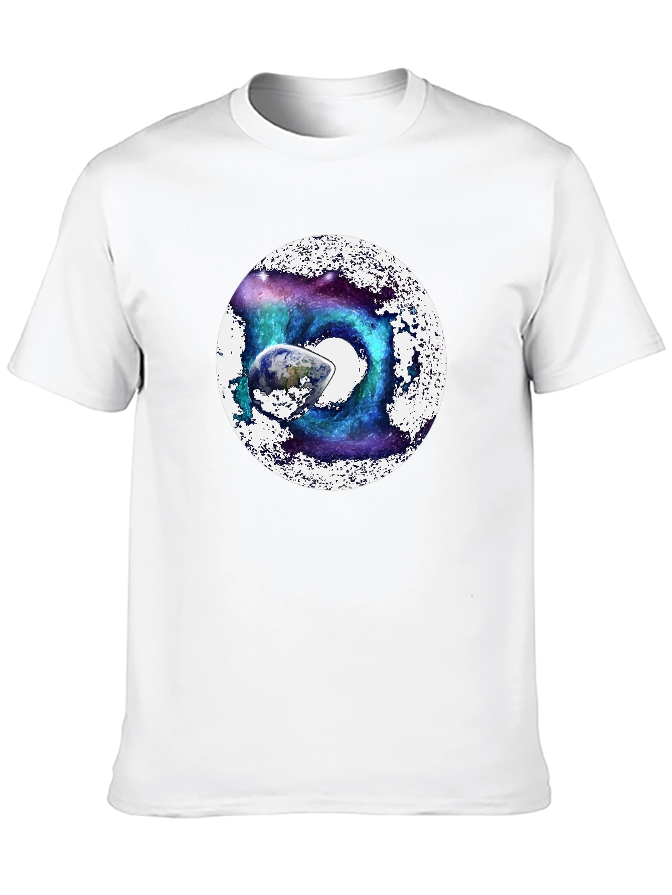 Cosmic Earth Graphic Tee - Black Crew Neck