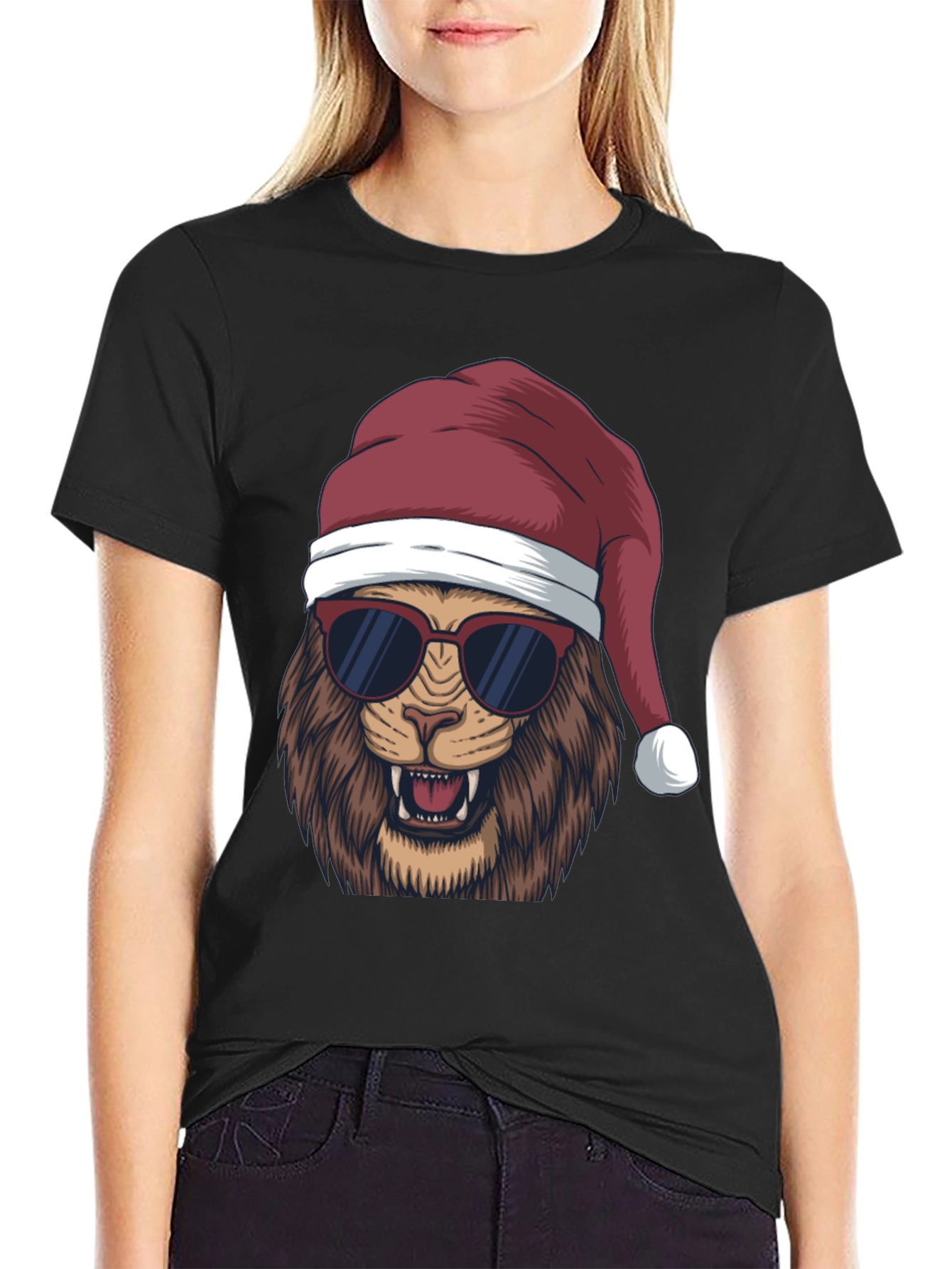 Lion Santa T-Shirt - Holiday Style