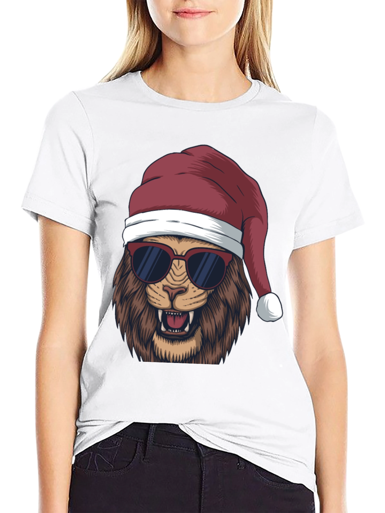 Lion Santa T-Shirt - Holiday Style