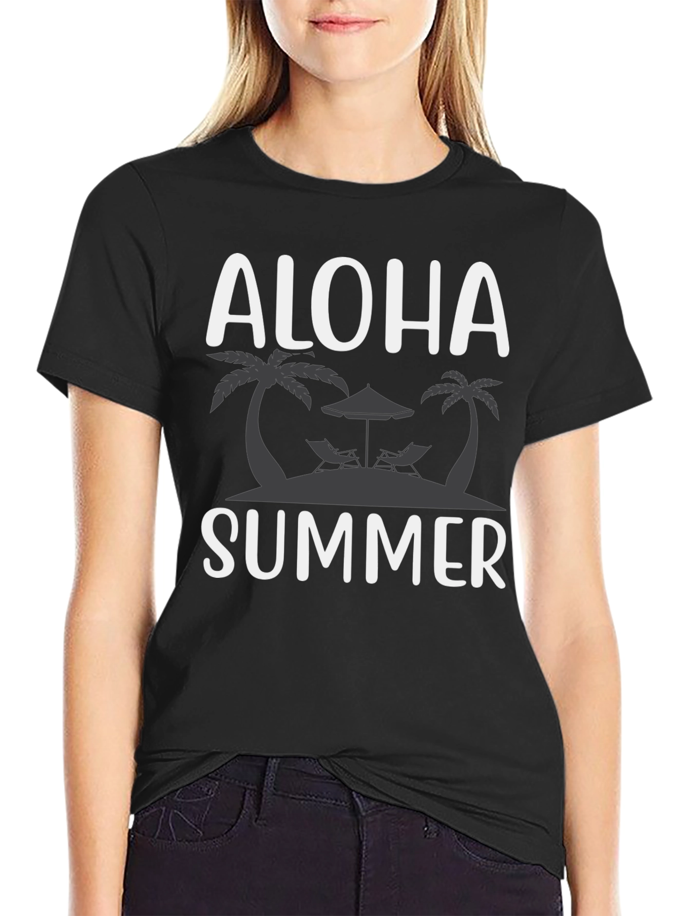 Aloha Summer Black T-Shirt - Island Vibes