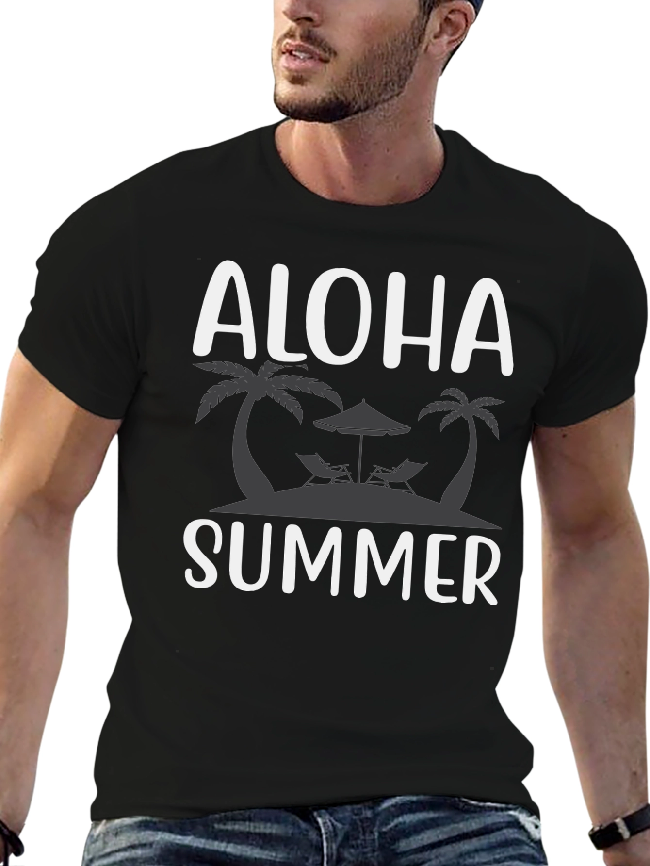 Aloha Summer Black T-Shirt - Island Vibes