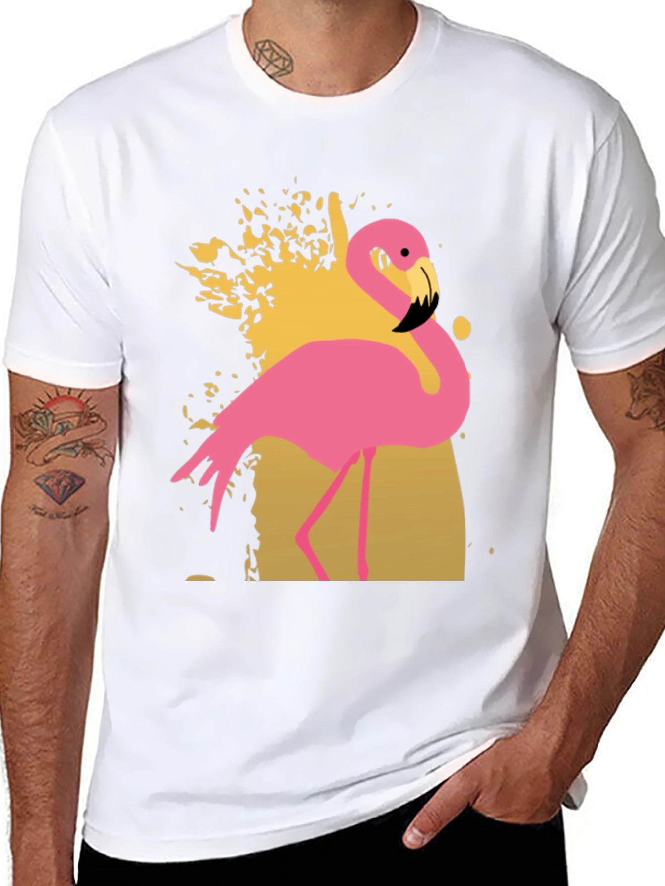 Flamingo Graphic Print Crew Neck T-Shirt