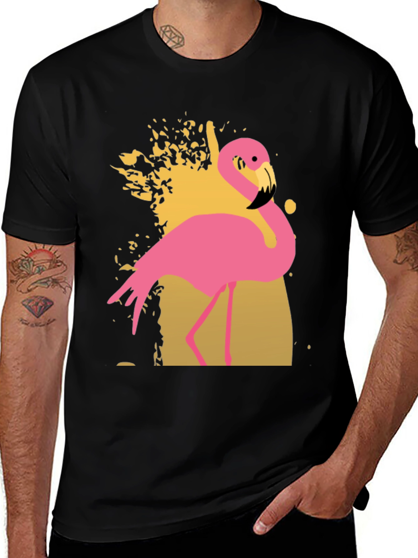 Flamingo Graphic Print Crew Neck T-Shirt