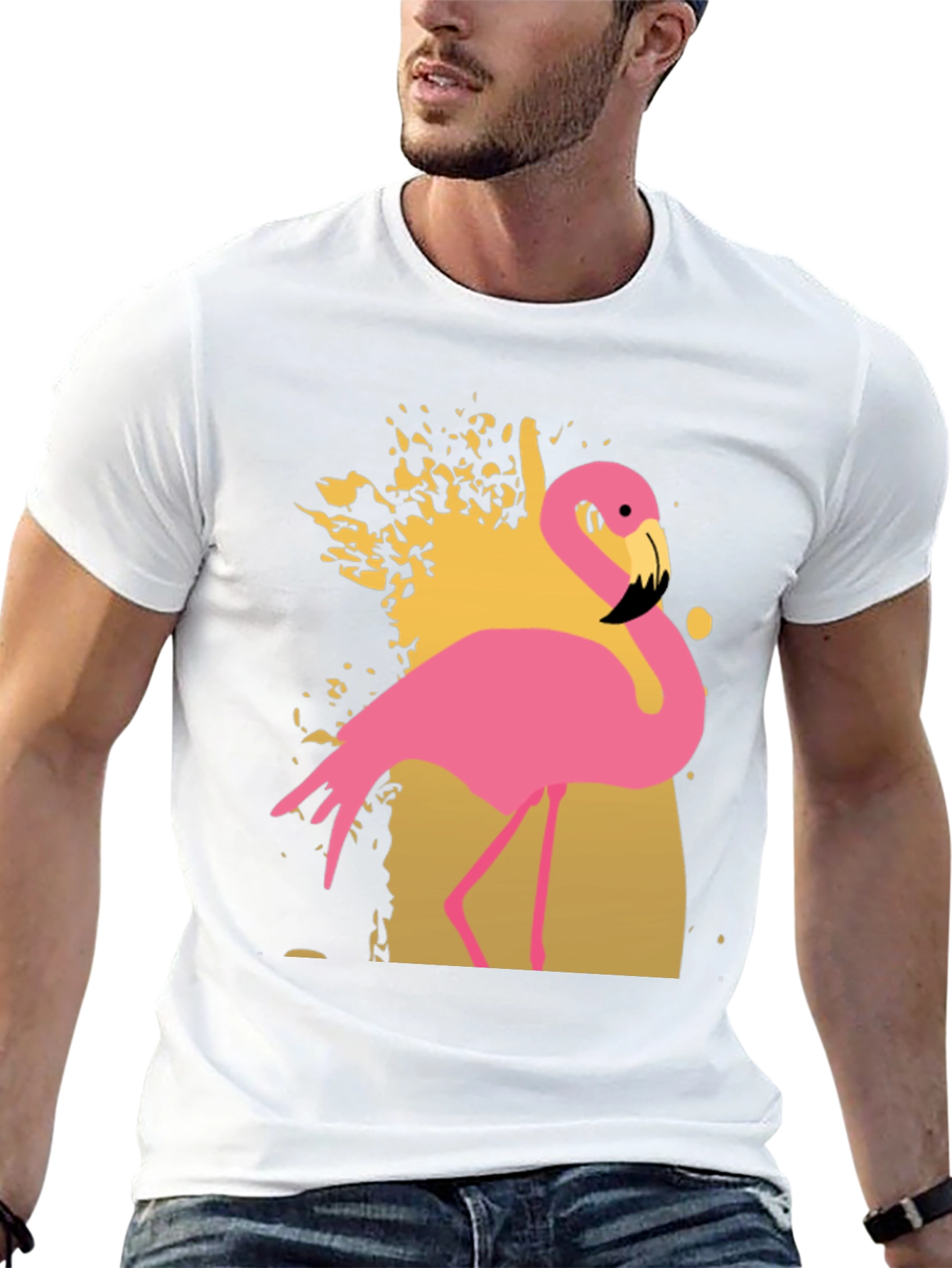 Flamingo Graphic Print Crew Neck T-Shirt