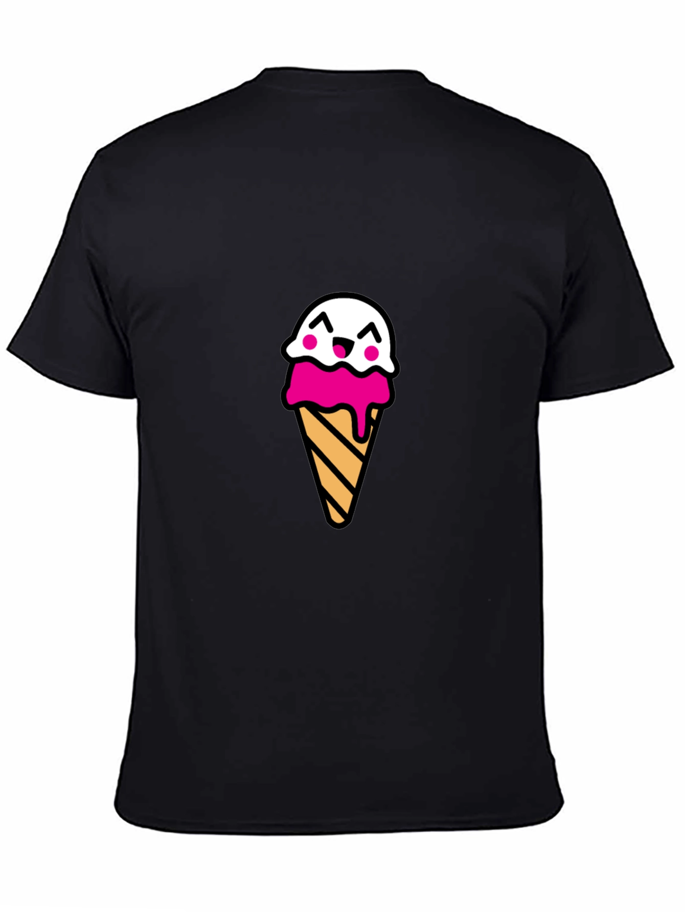 Cute Ice Cream Cone Graphic Tee - Black