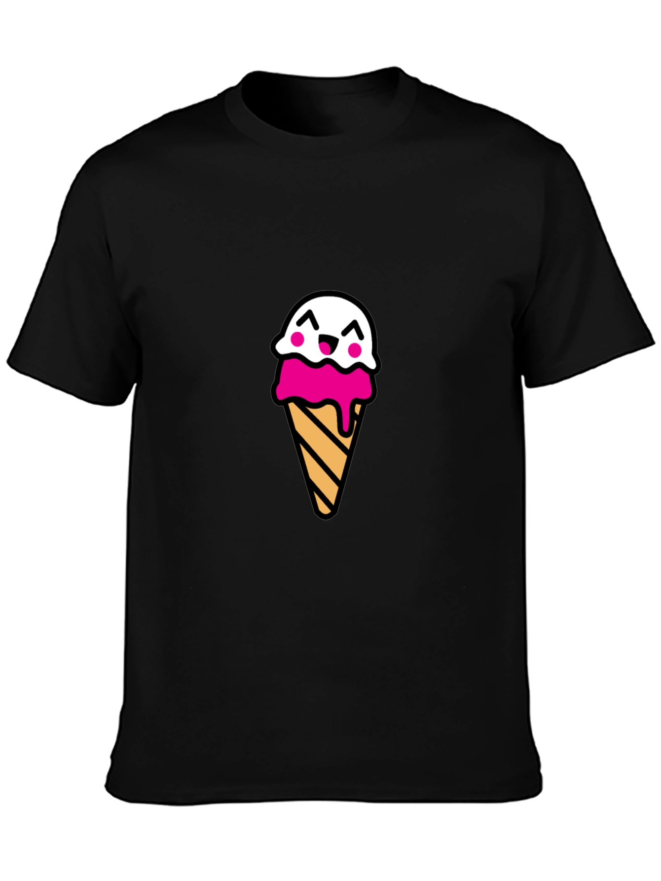 Cute Ice Cream Cone Graphic Tee - Black