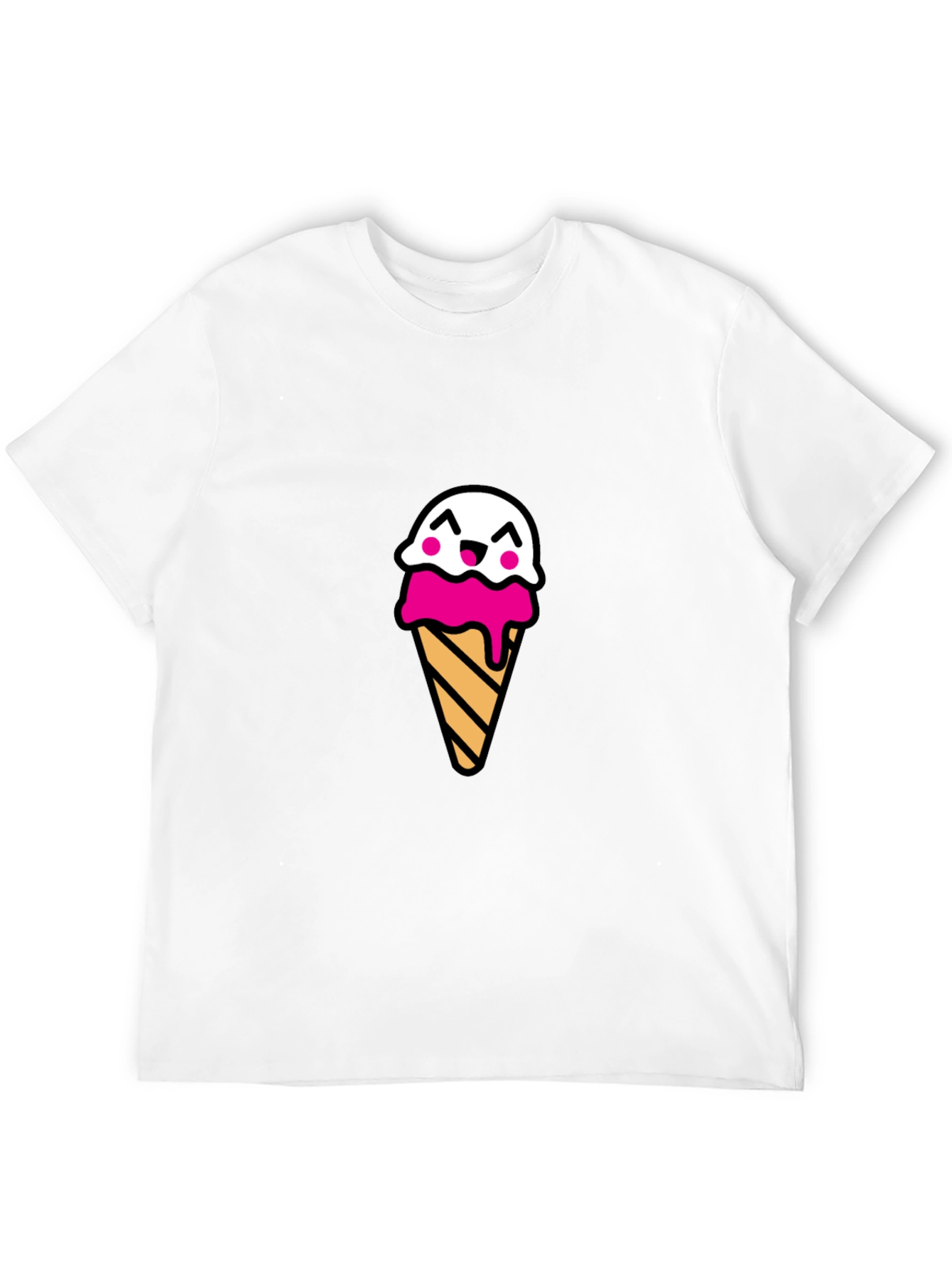 Cute Ice Cream Cone Graphic Tee - Black
