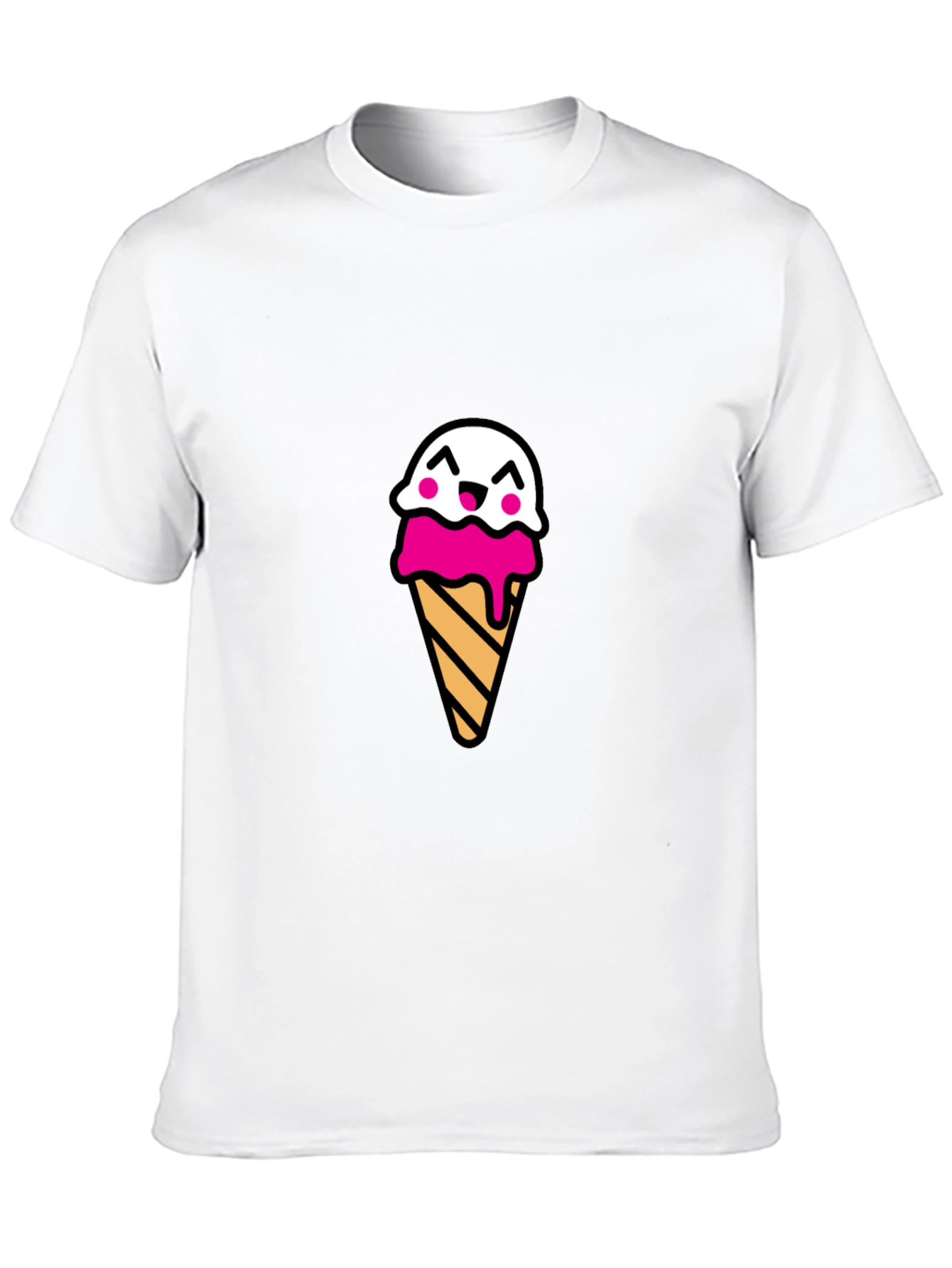 Cute Ice Cream Cone Graphic Tee - Black