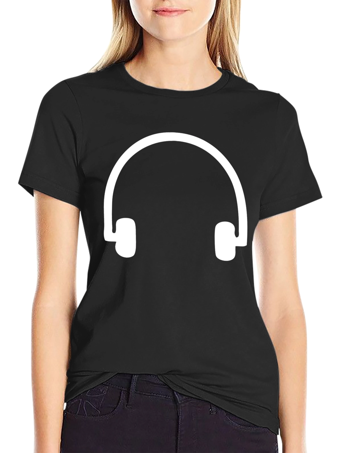 Headphone Graphic Tee - Black Cotton Comfort