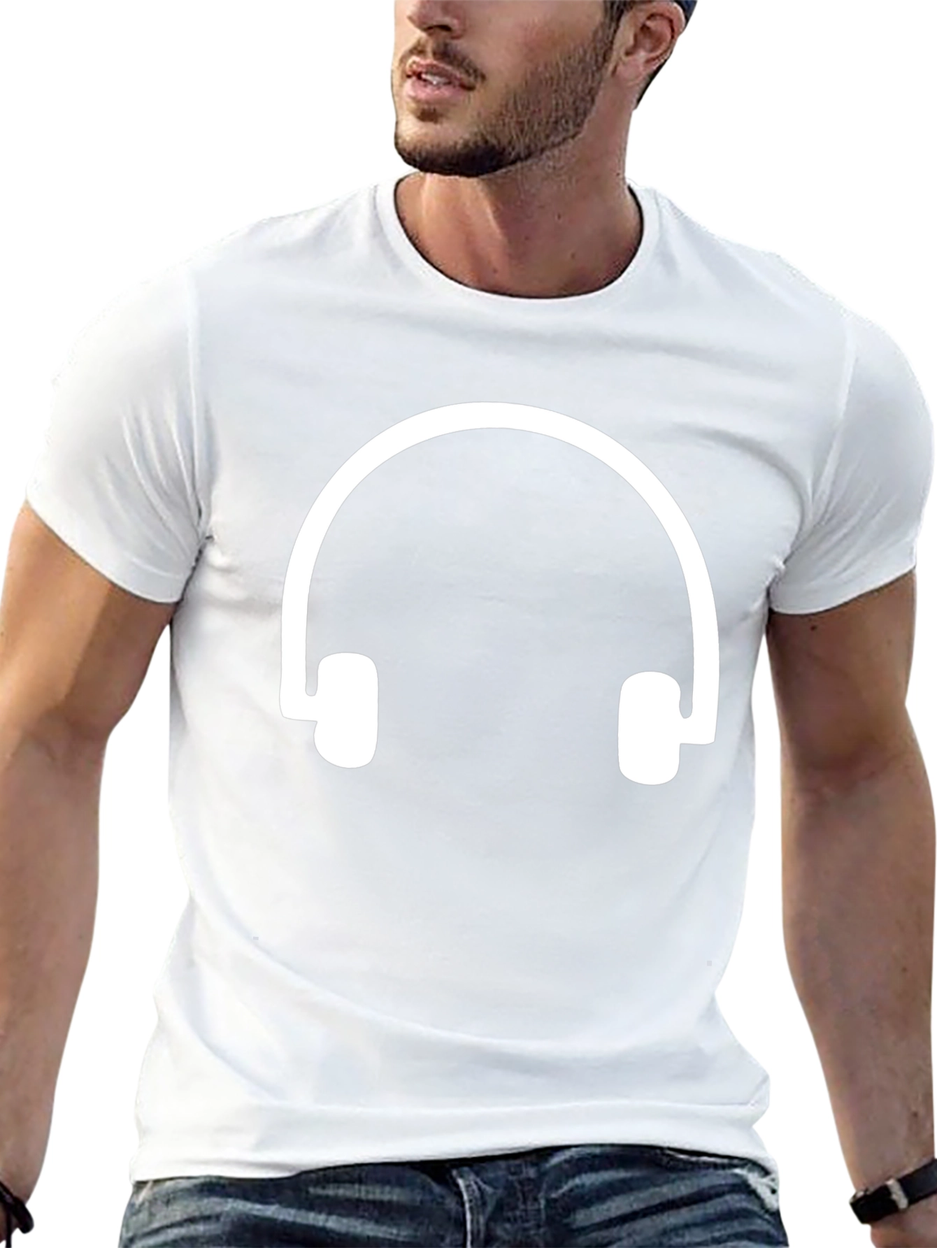 Headphone Graphic Tee - Black Cotton Comfort