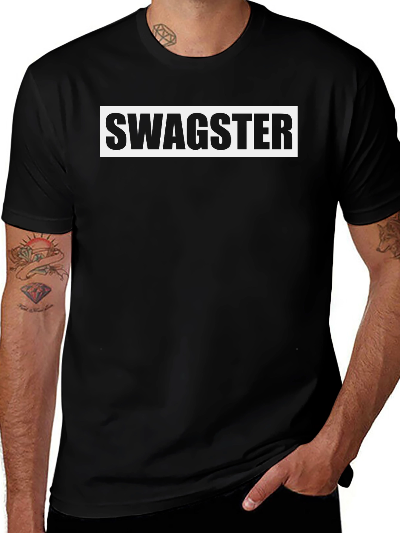 Mens Swagster Graphic Print Black T-Shirt