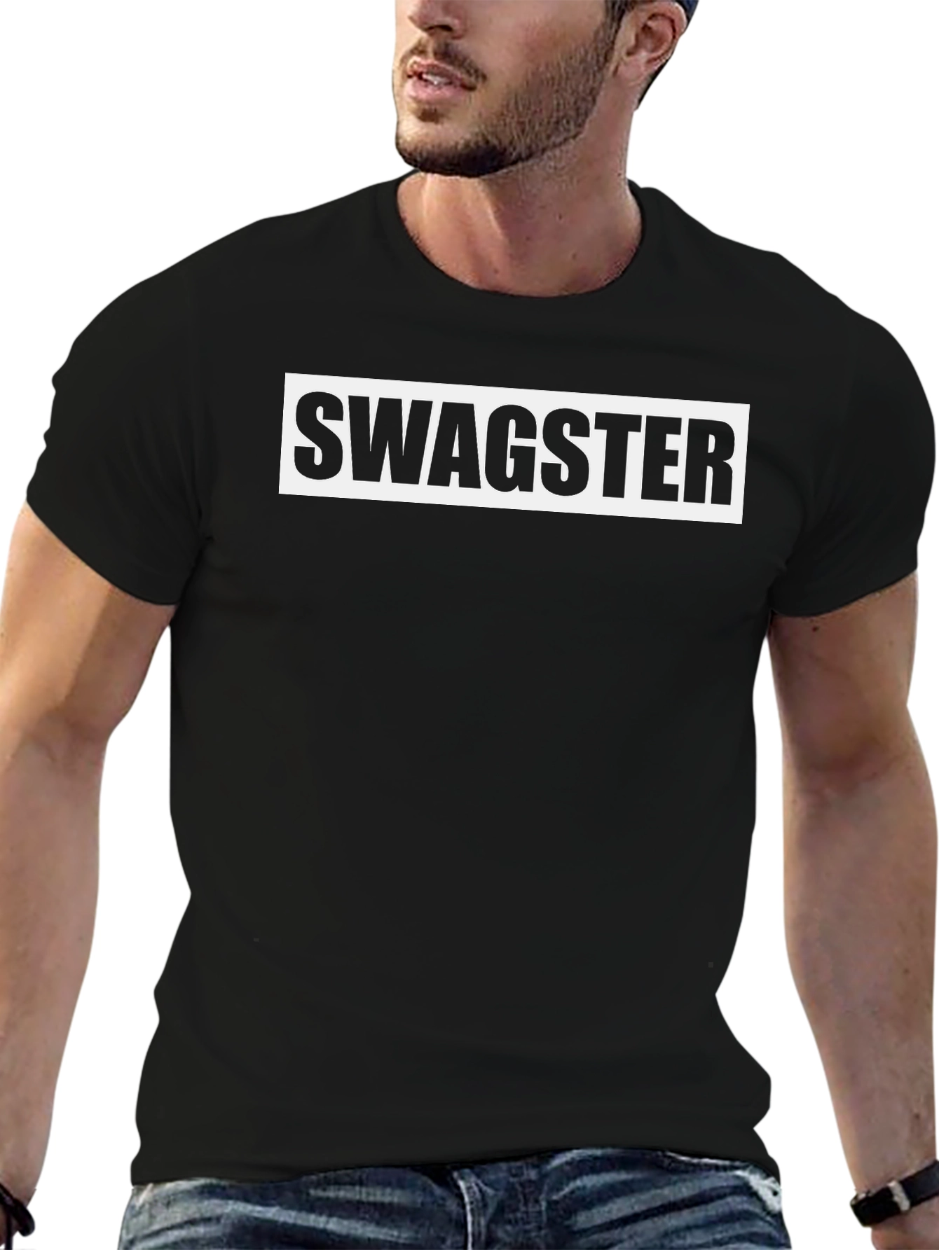 Mens Swagster Graphic Print Black T-Shirt