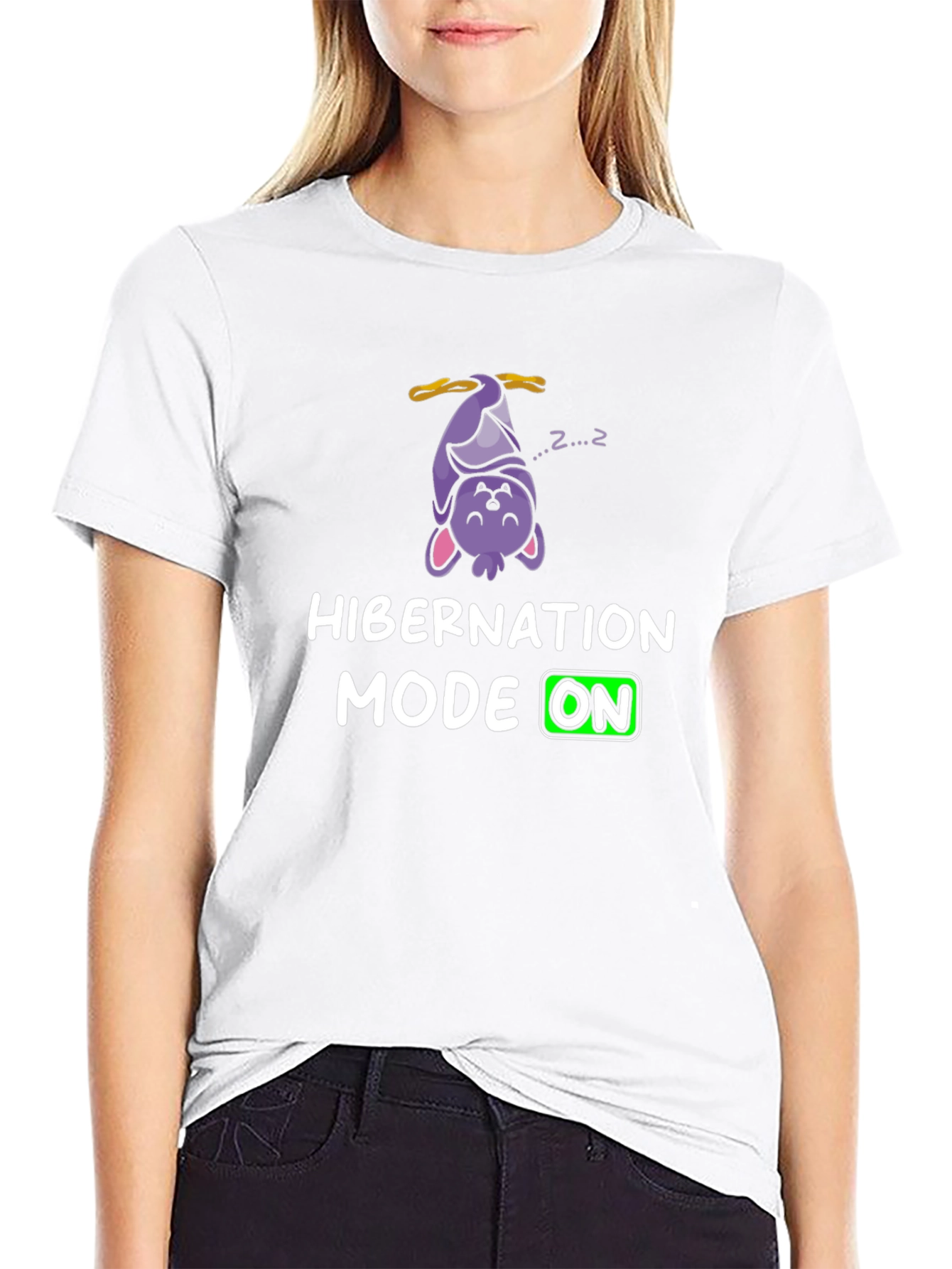 Hibernation Mode On T-Shirt Funny Sleeping Bat Tee