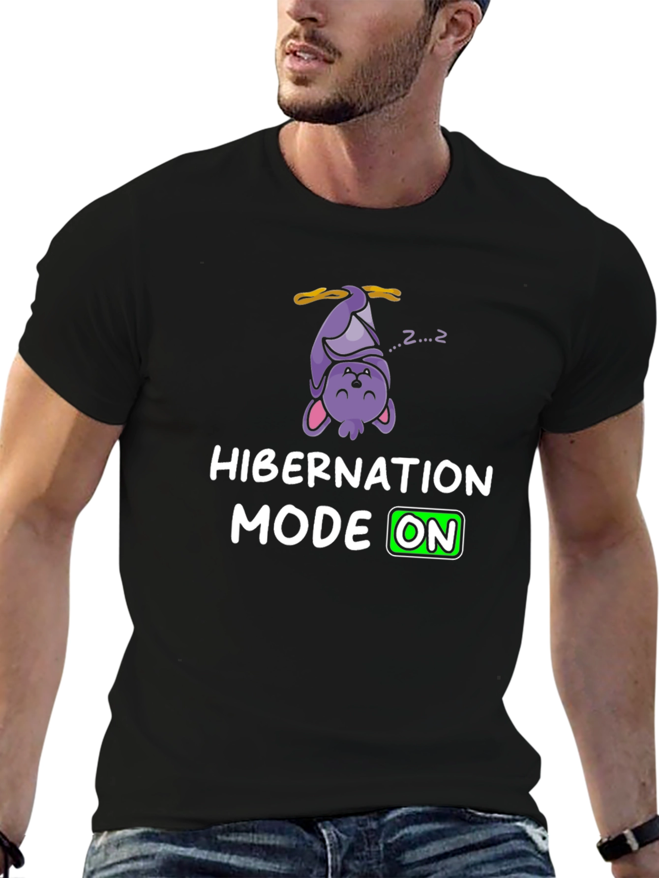 Hibernation Mode On T-Shirt Funny Sleeping Bat Tee