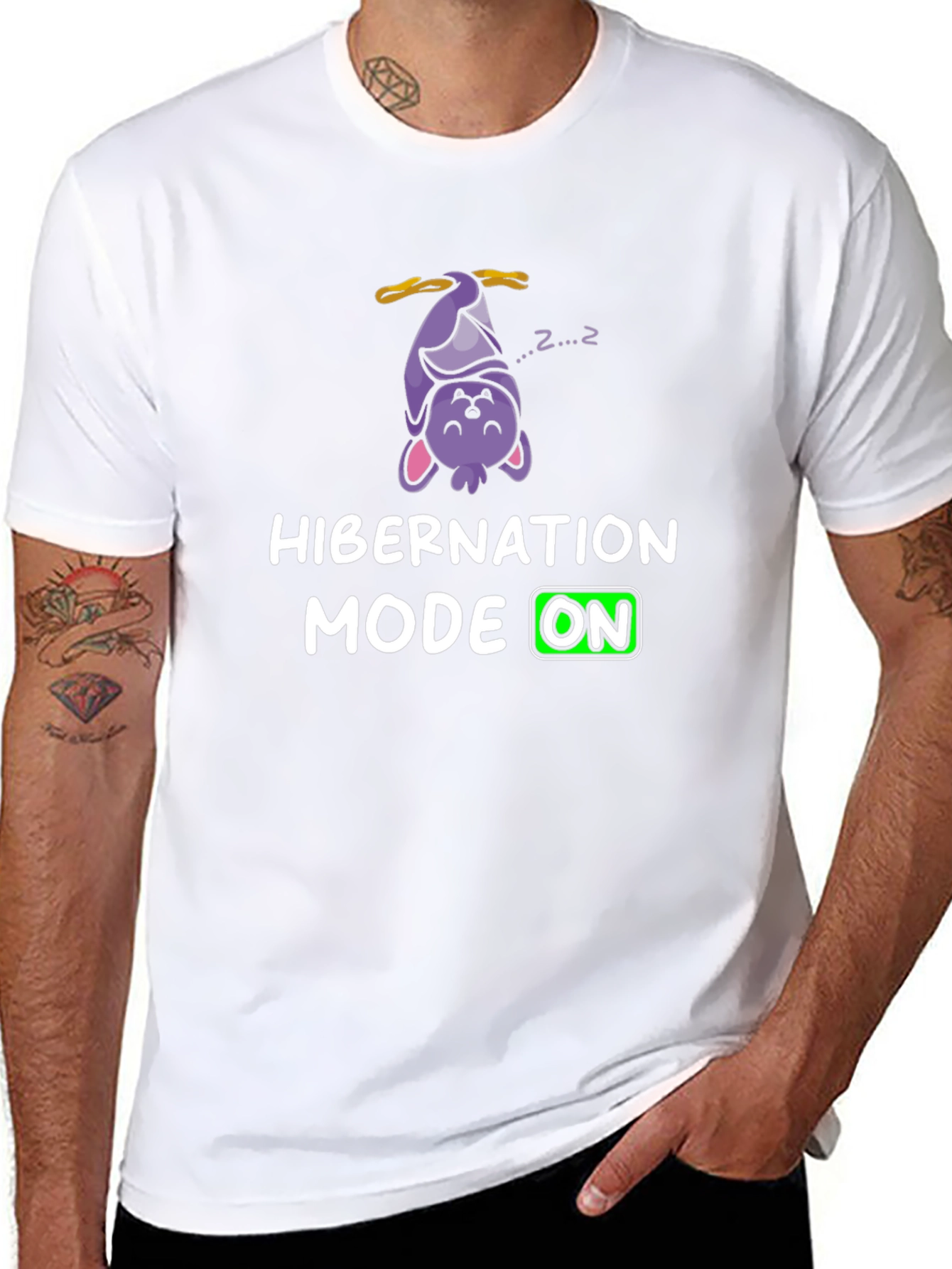 Hibernation Mode On T-Shirt Funny Sleeping Bat Tee
