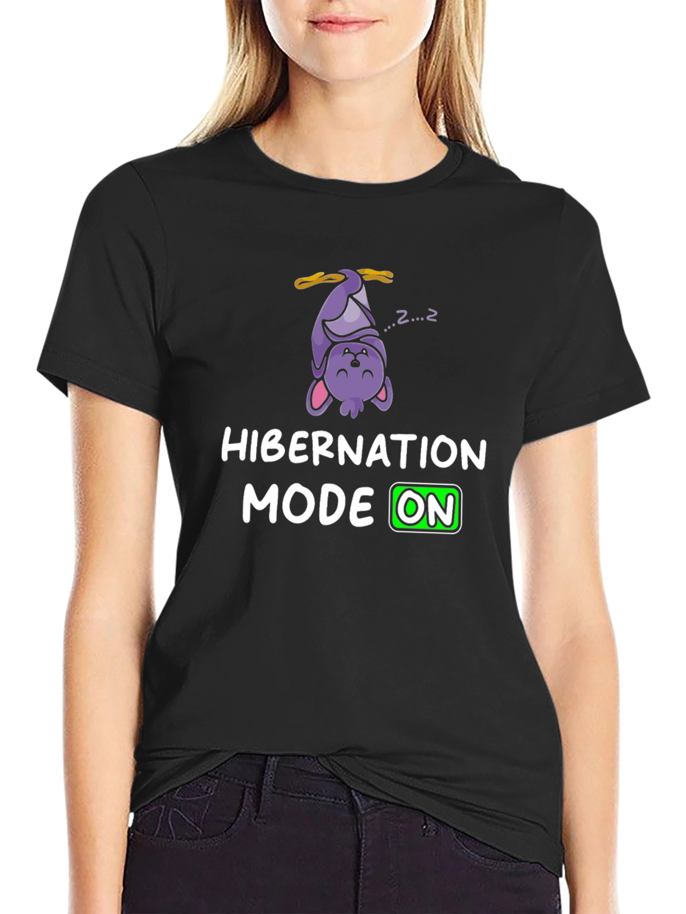 Hibernation Mode On T-Shirt Funny Sleeping Bat Tee