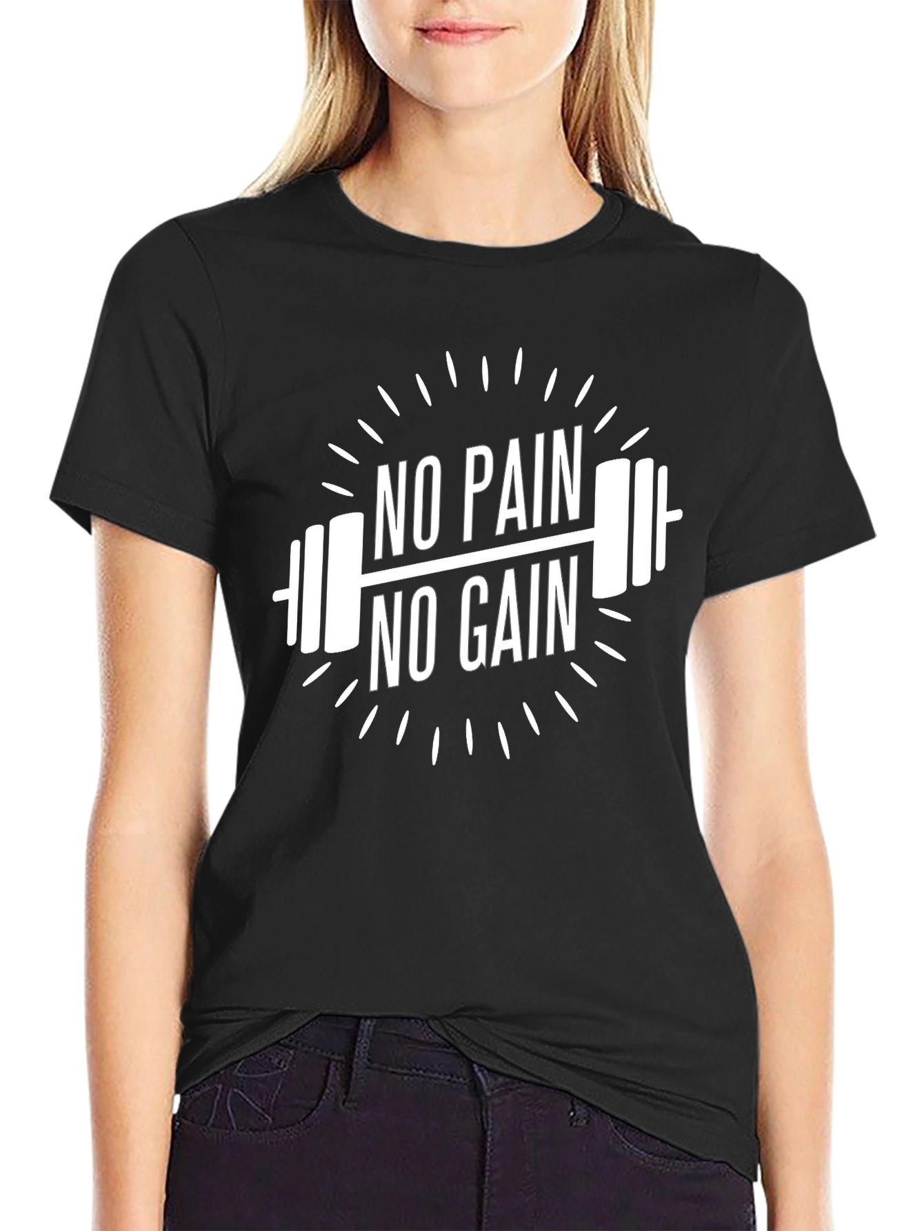 No Pain No Gain Black Graphic T-Shirt