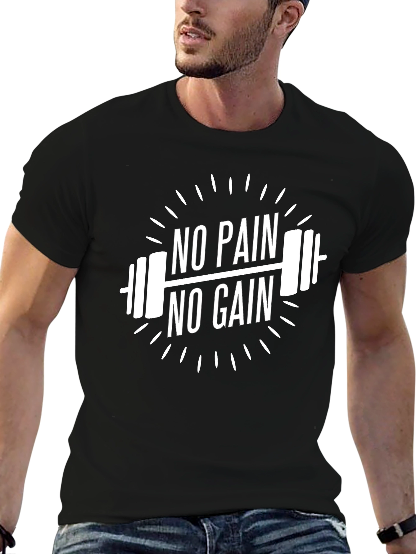 No Pain No Gain Black Graphic T-Shirt