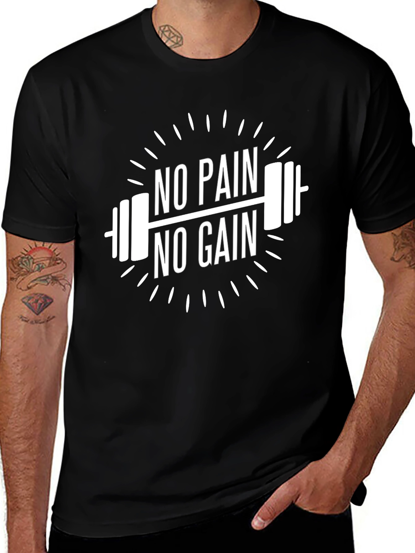 No Pain No Gain Black Graphic T-Shirt
