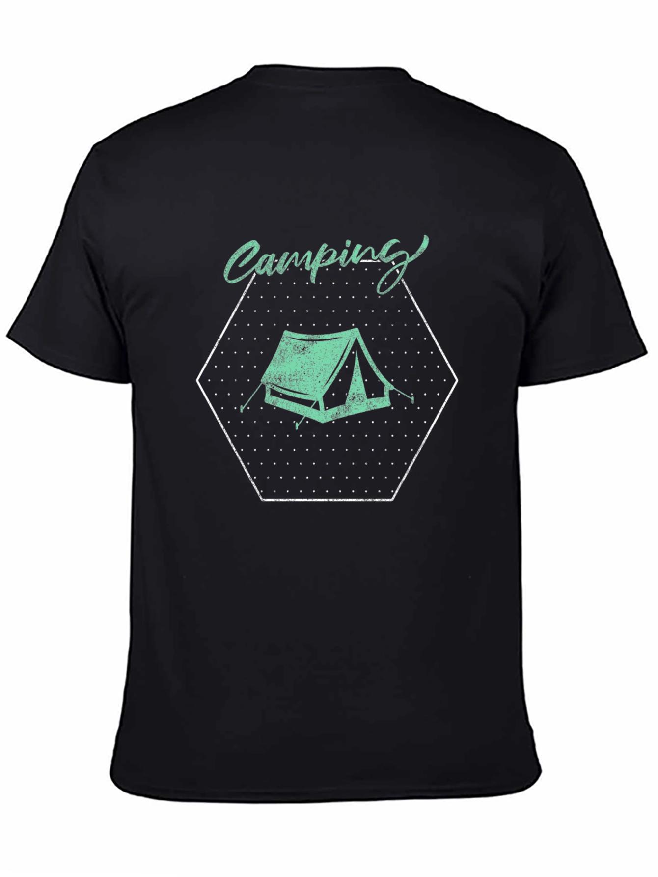 Camping Tent Graphic Tee - Black Cotton T-Shirt